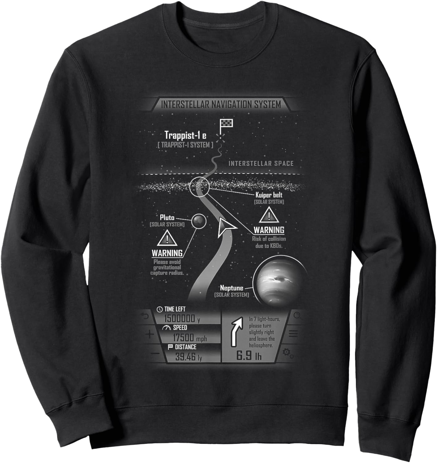 Interstellar Journey to Trappist Sweatshirt - Sweatshirt | Black