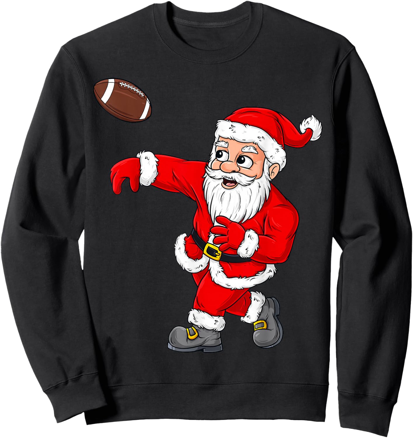 Christmas Santa Claus Football Quarterback Boys Kids Xmas Sweatshirt - Sweatshirt | Black