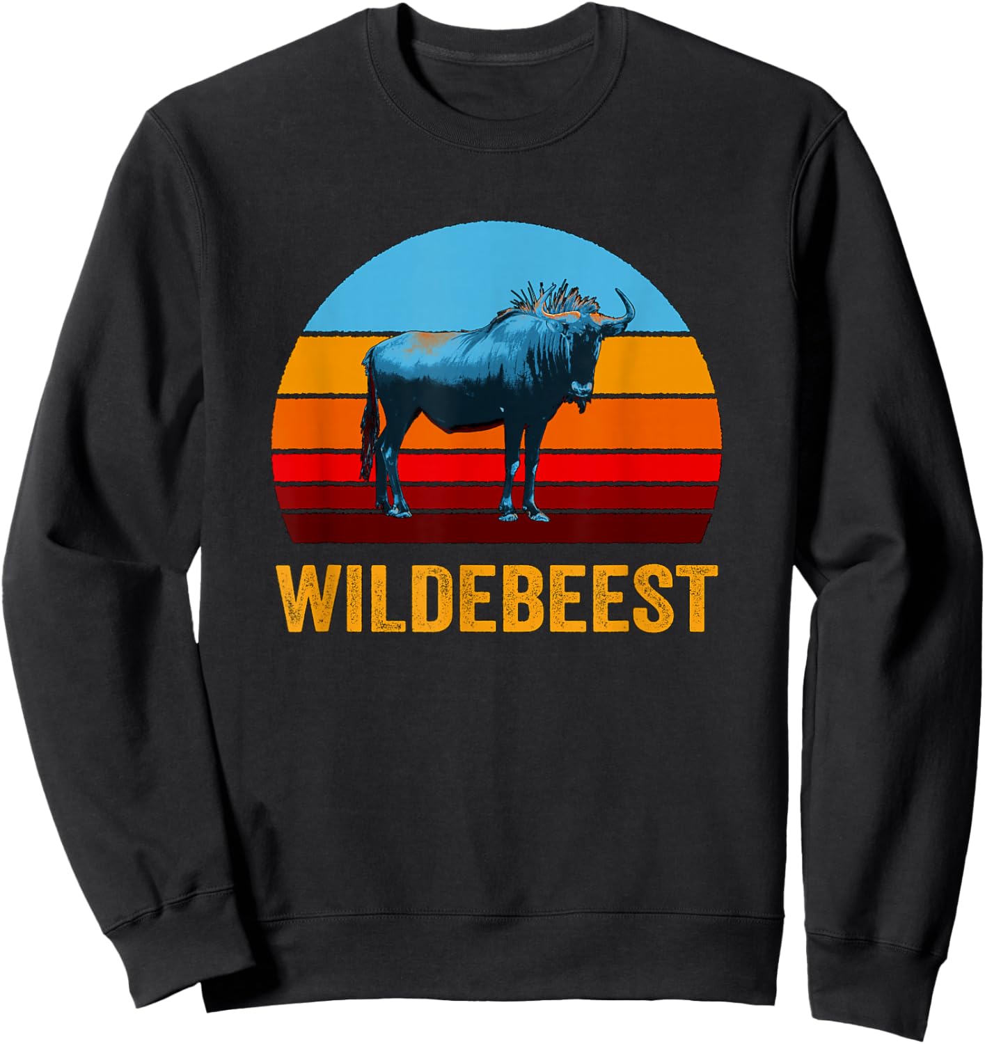 Retro Vintage Style Sunset Wildebeest Sweatshirt - Sweatshirt | Black