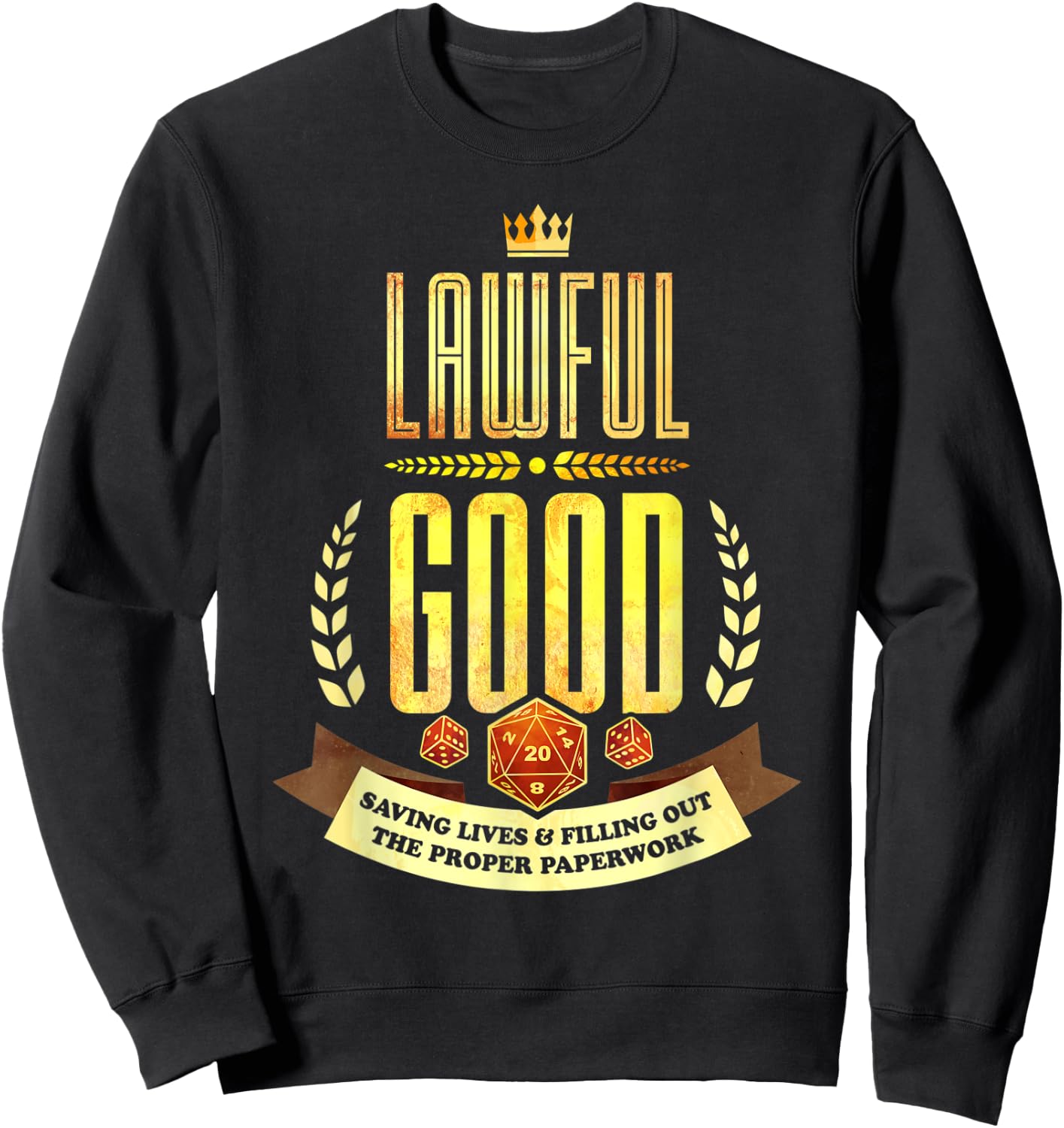 Lawful Good D20 Dice RPG Alignment Sweatshirt - Sweatshirt | Black