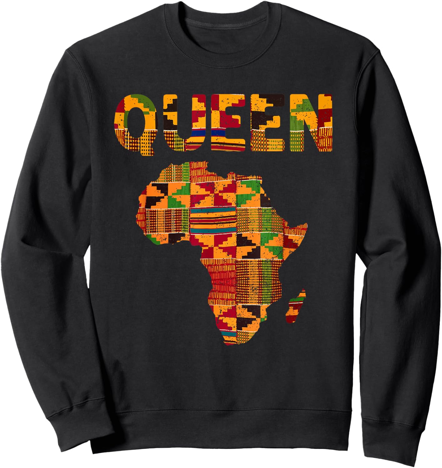 Cool African Queen Art Kente Cloth Africa Ghana Kids Women Sweatshirt - Sweatshirt | Black