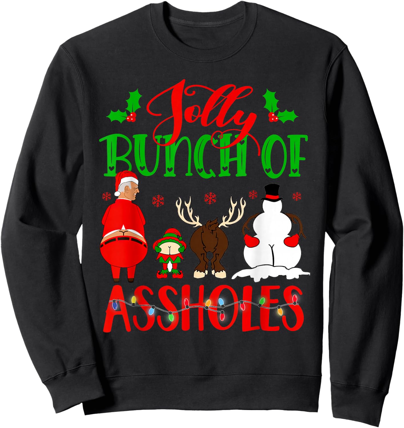 Jolly Bunch of Assholes Merry Christmas 2021 Toilet Paper Sweatshirt - Sweatshirt | Black