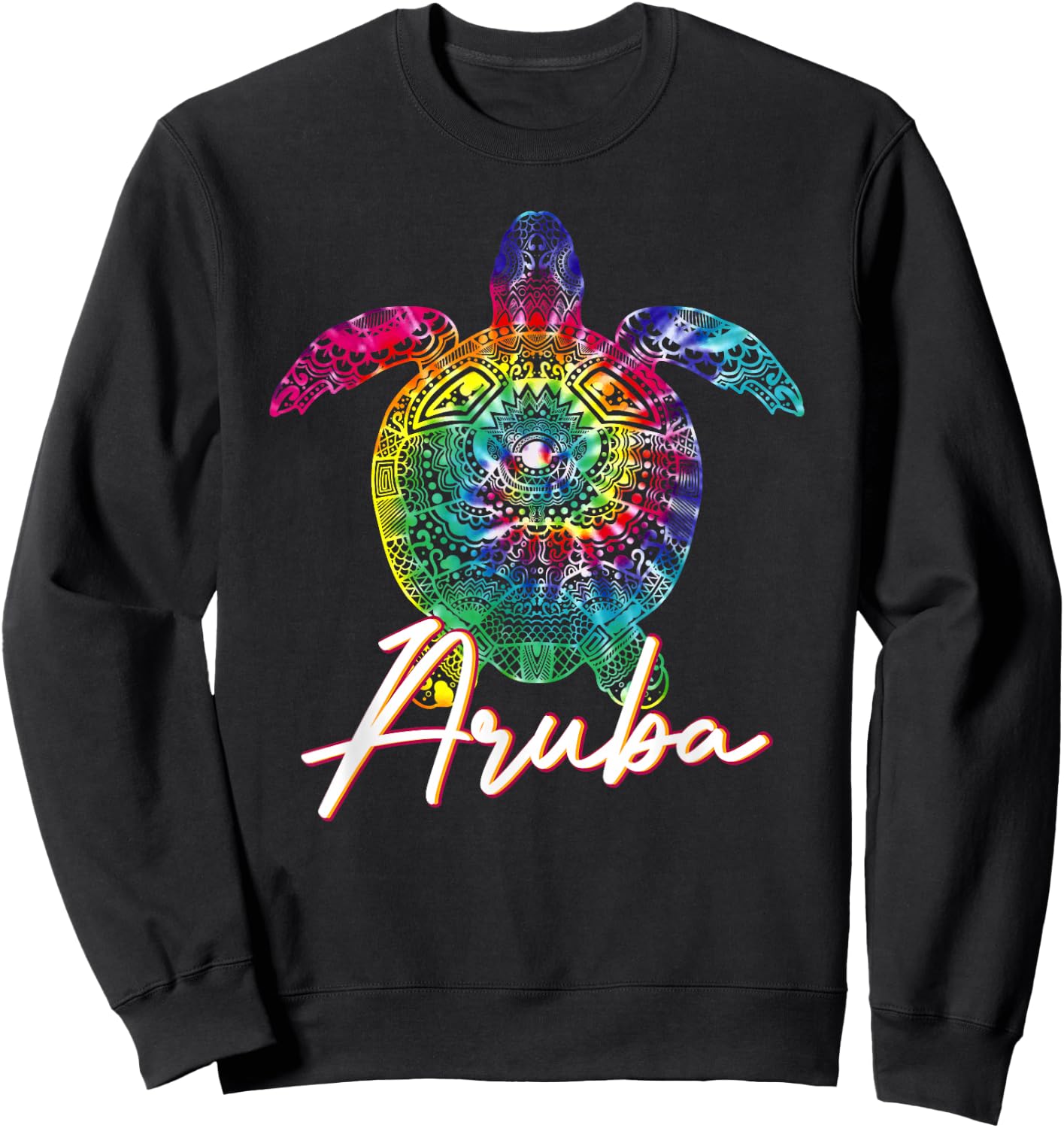 Aruba Tie Dye Sea Turtle Matching Family Vacation Sweatshirt - Sweatshirt | Black