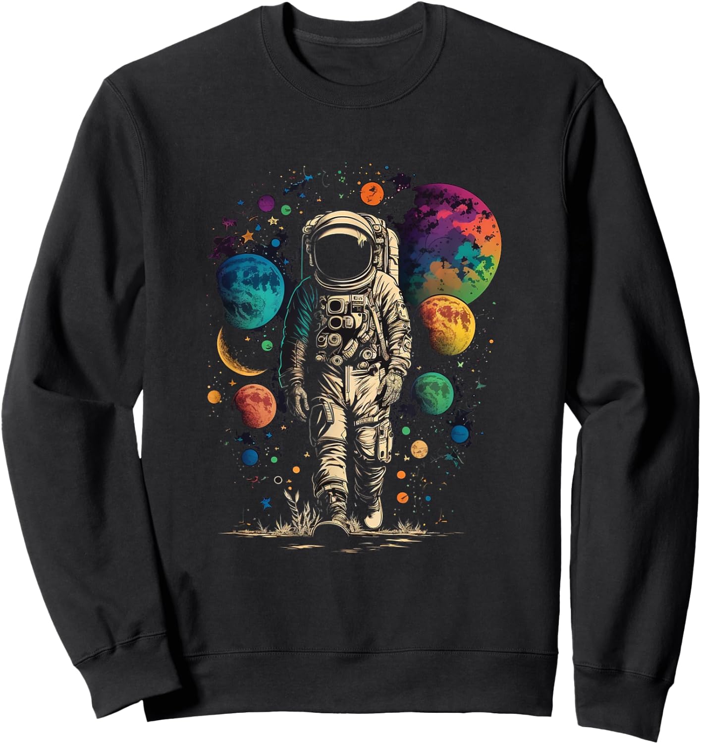 Astronaut Spaceman Universe Planets Galaxy Sweatshirt - Sweatshirt | Black
