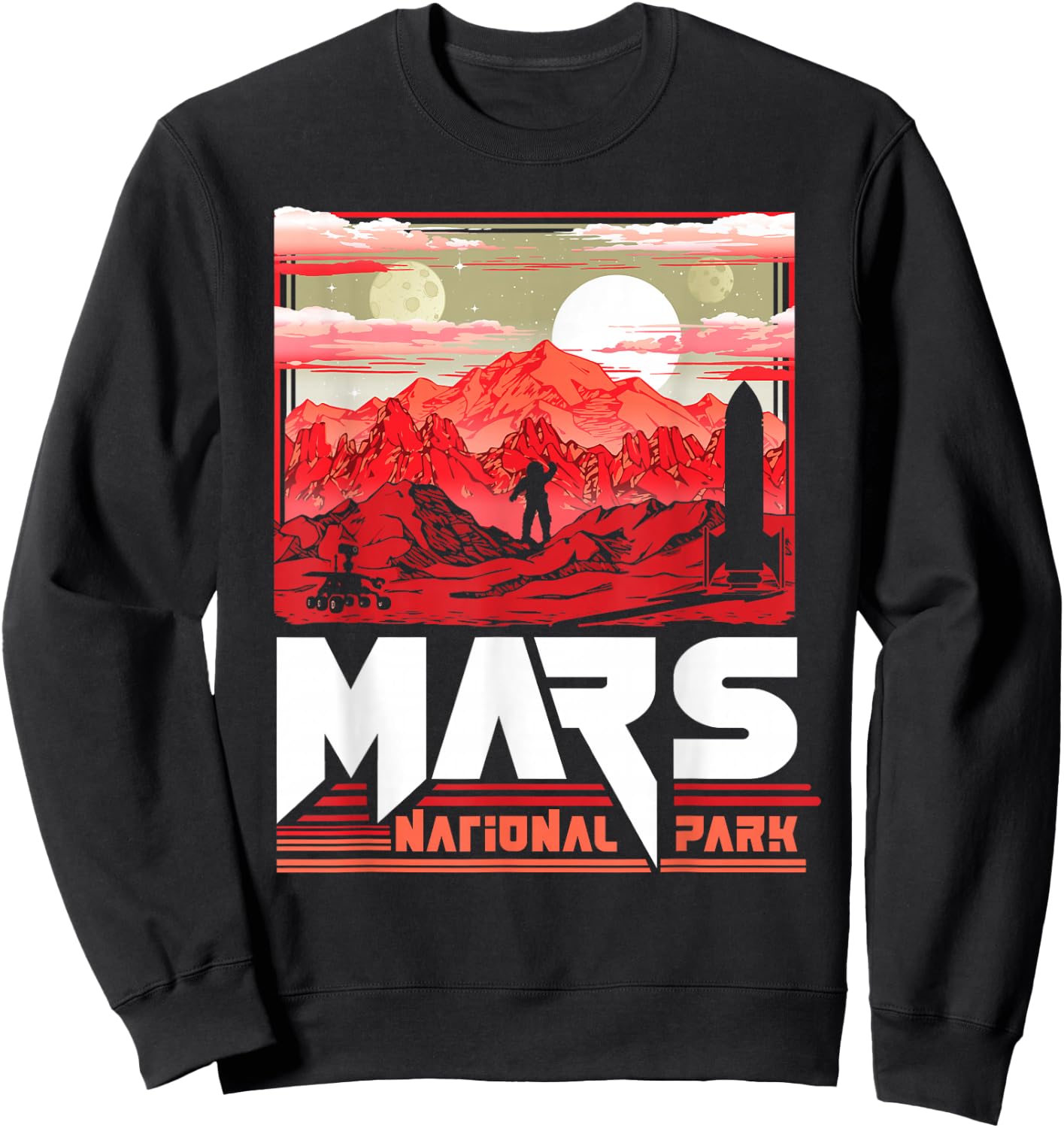 Mars National Park Vintage Sci-Fi Martian Exploration Space Sweatshirt - Sweatshirt | Black