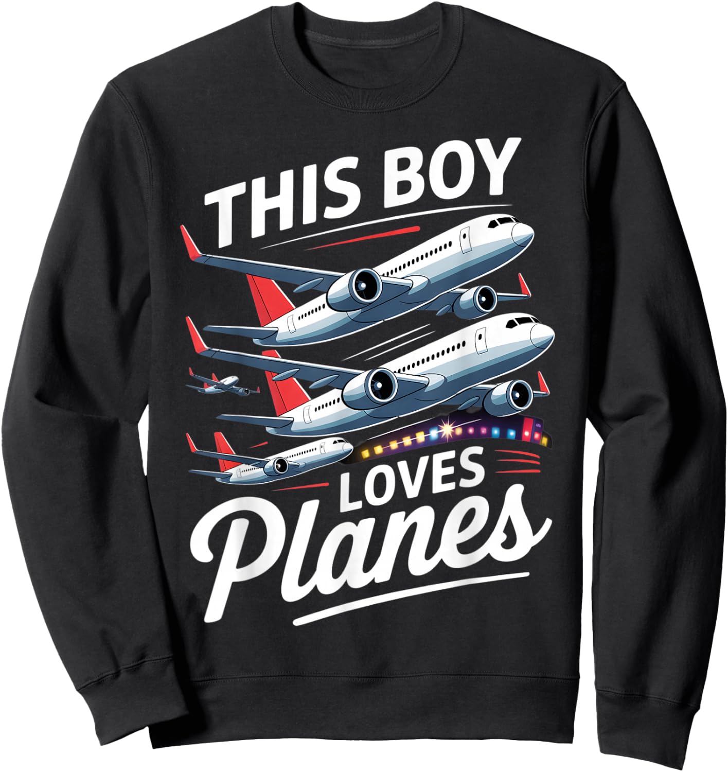 Plane Airplane Pilot Kids Boys Toddler Model Plane Lover Sweatshirt - Sweatshirt | Black