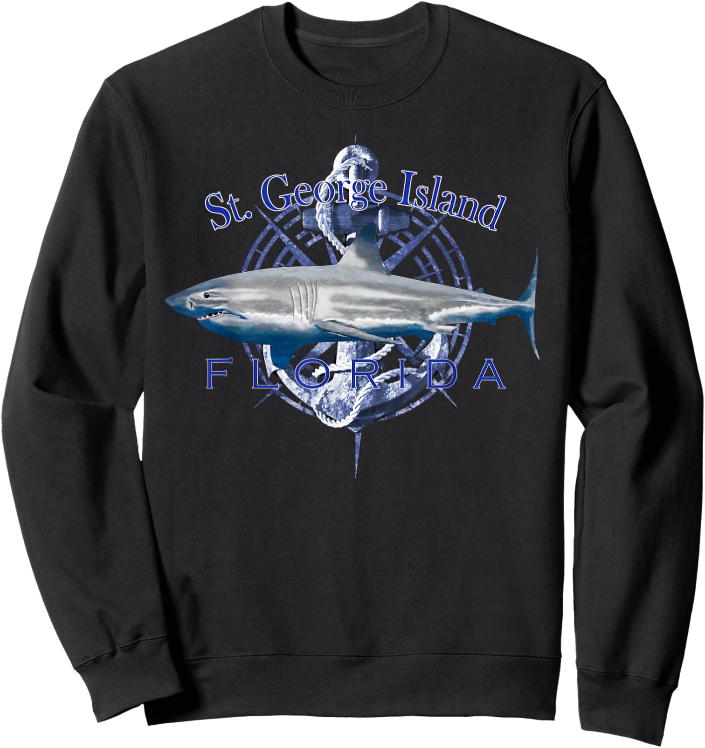 St. George Island Florida Nautical Sailing Boating Sweatshirt - Sweatshirt | Black