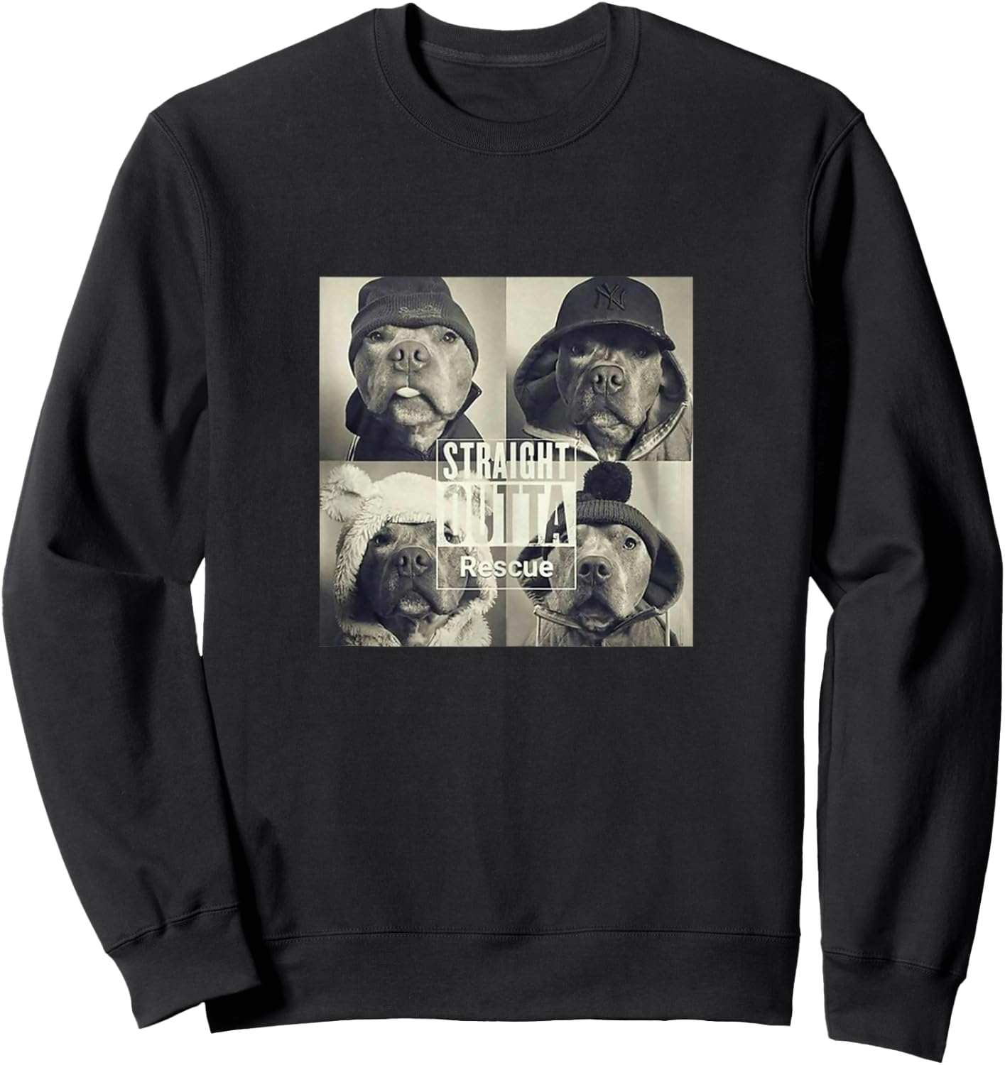 Straight Outta Rescue Pitbull Sweatshirt - Sweatshirt | Black