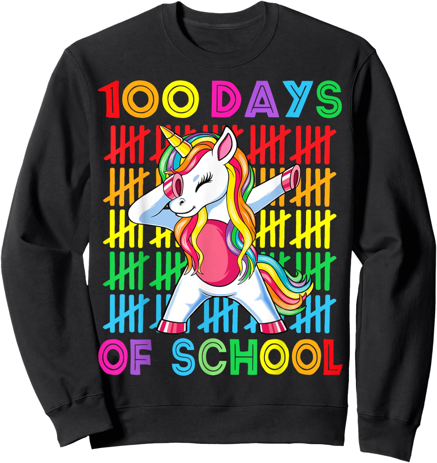100 Days of School Unicorn Girls Teacher 100th Day of School Sweatshirt - Sweatshirt | Black