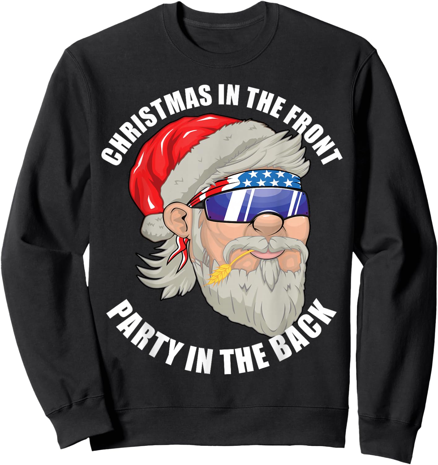 Christmas in the Front Party in the Back US Mullet Santa Sweatshirt - Sweatshirt | Black