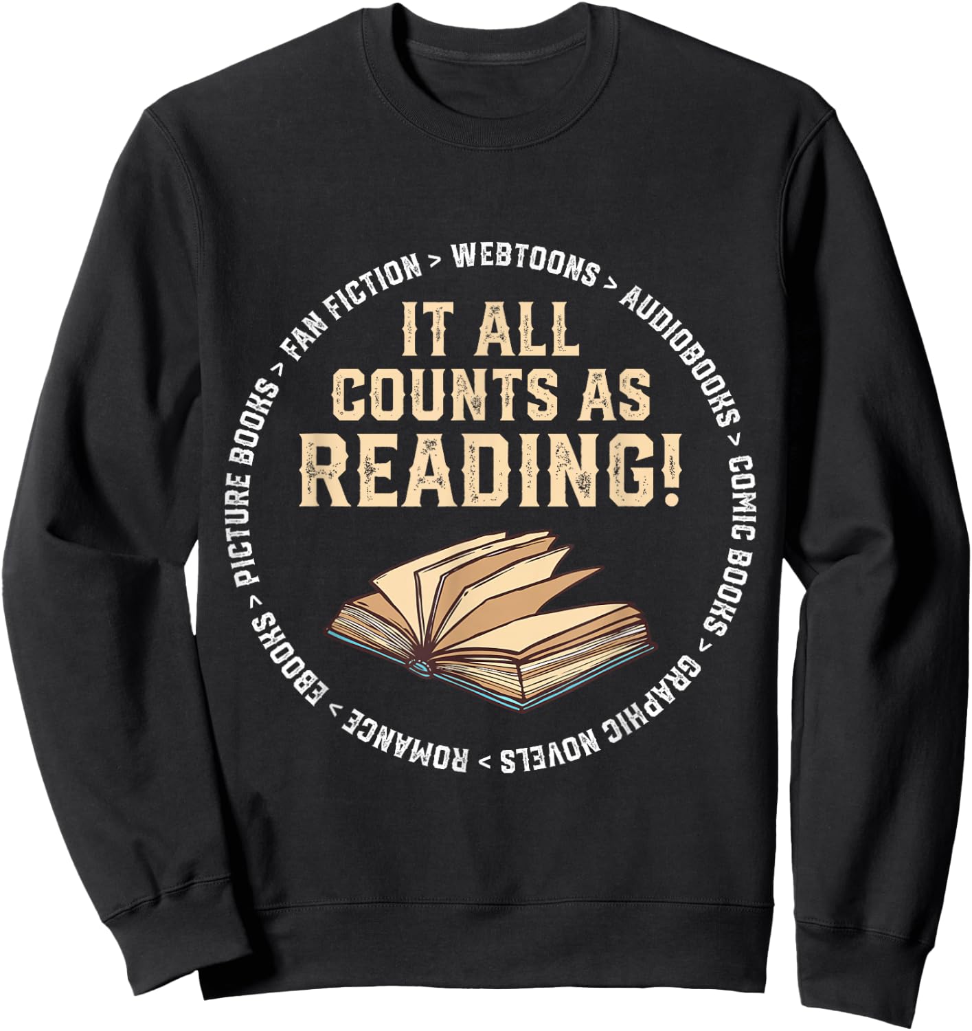 It All Counts As Reading Reader Librarian Teacher Sweatshirt - Sweatshirt | Black