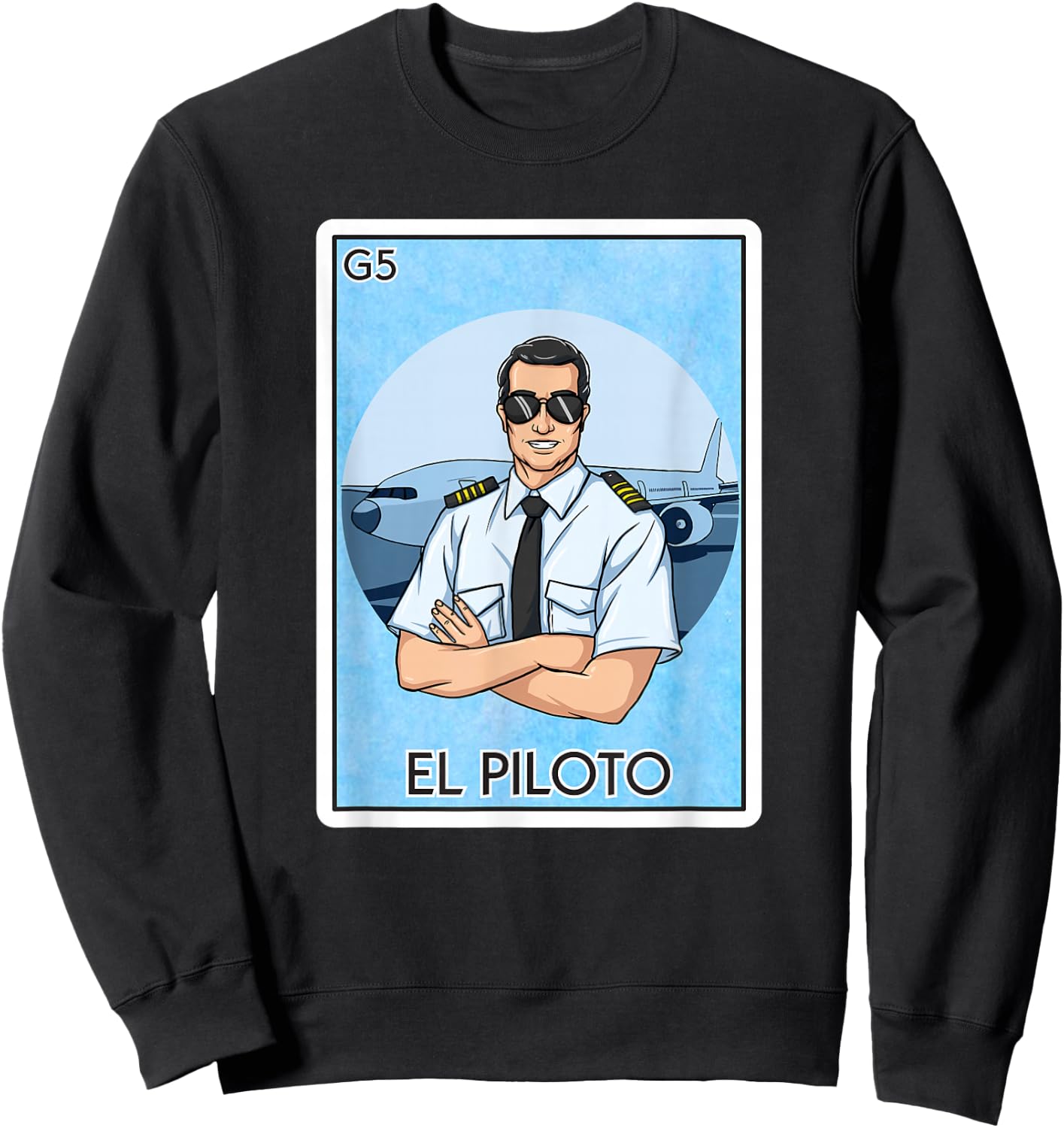 El Piloto The Pilot Card Mexican Lottery Card El Piloto Sweatshirt - Sweatshirt | Black