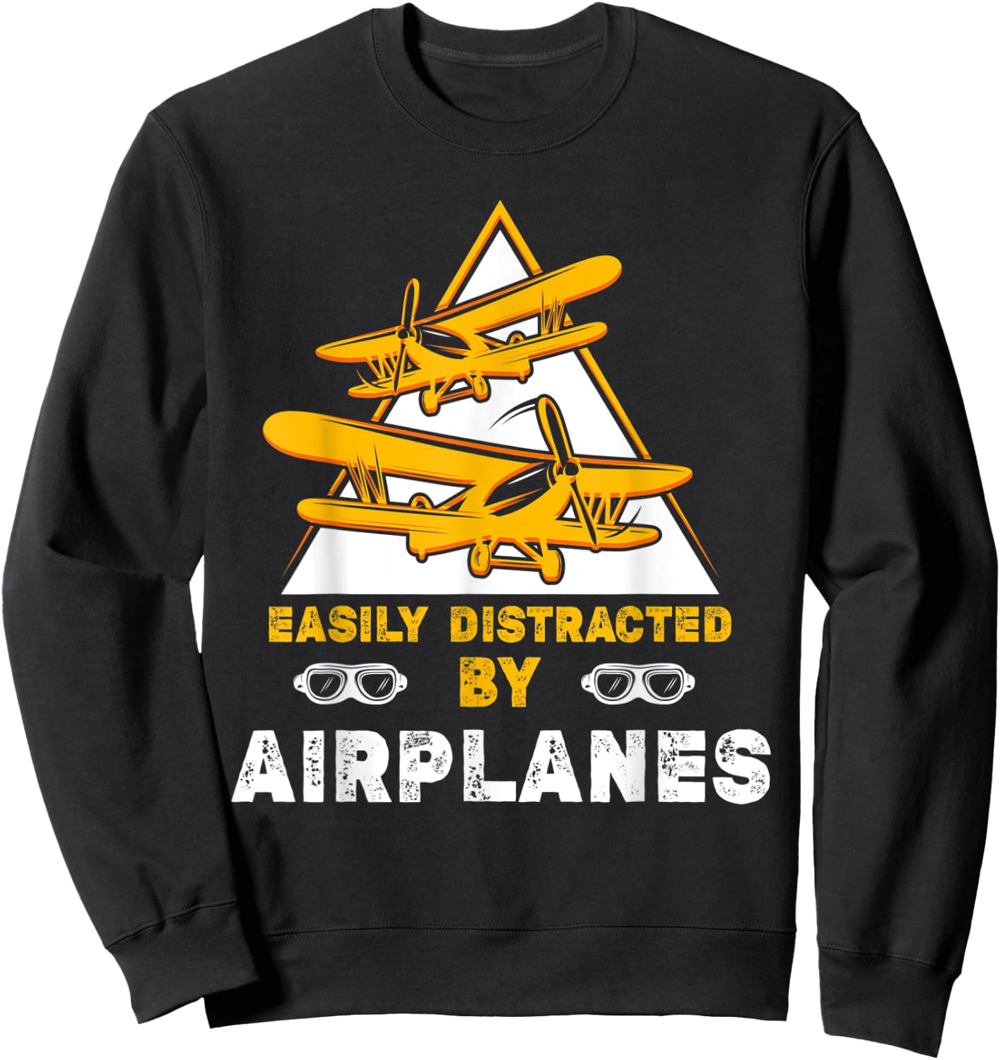 Easily Distracted By Airplanes Funny Airport Plane Lover Sweatshirt - Sweatshirt | Black