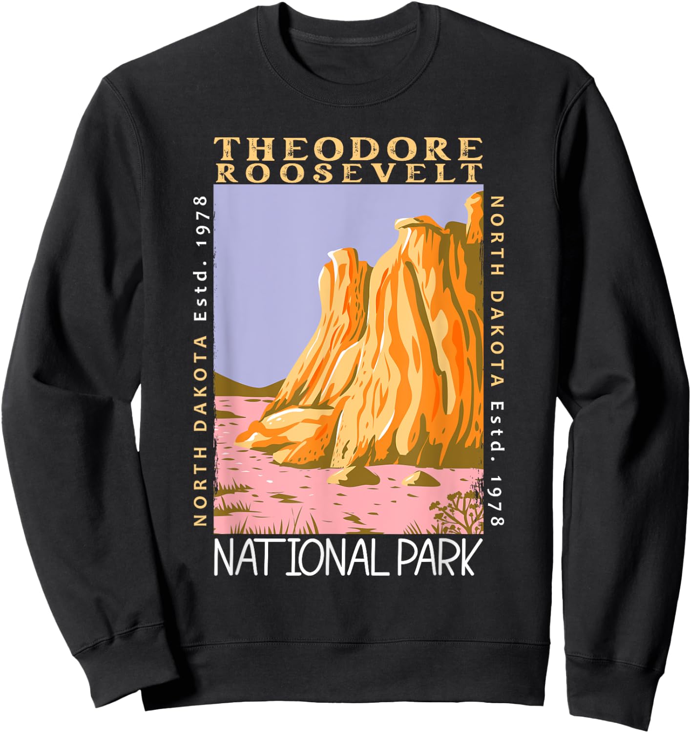Theodore Roosevelt National Park Distressed Vintage Sweatshirt - Sweatshirt | Black