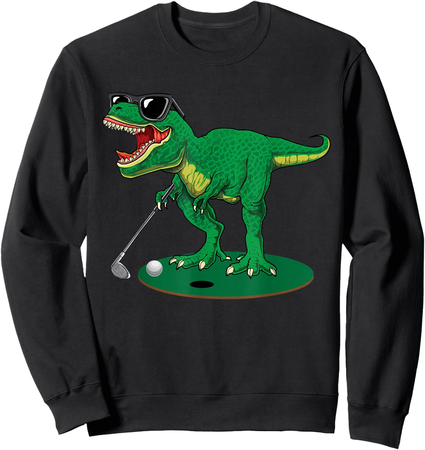 Cute T Rex Dinosaur Boys Golfing Lover Trex Dino Golf Gifts Sweatshirt - Sweatshirt | Black