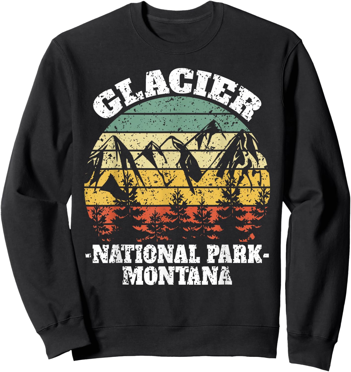 Glacier National Park Montana Retro Vintage Sweatshirt - Sweatshirt | Black
