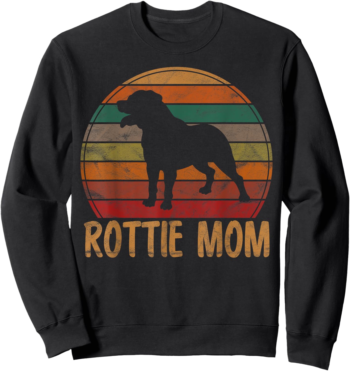 Retro Rottweiler Mom Gift Rott Dog Mother Pet Rottie Mama Sweatshirt - Sweatshirt | Black
