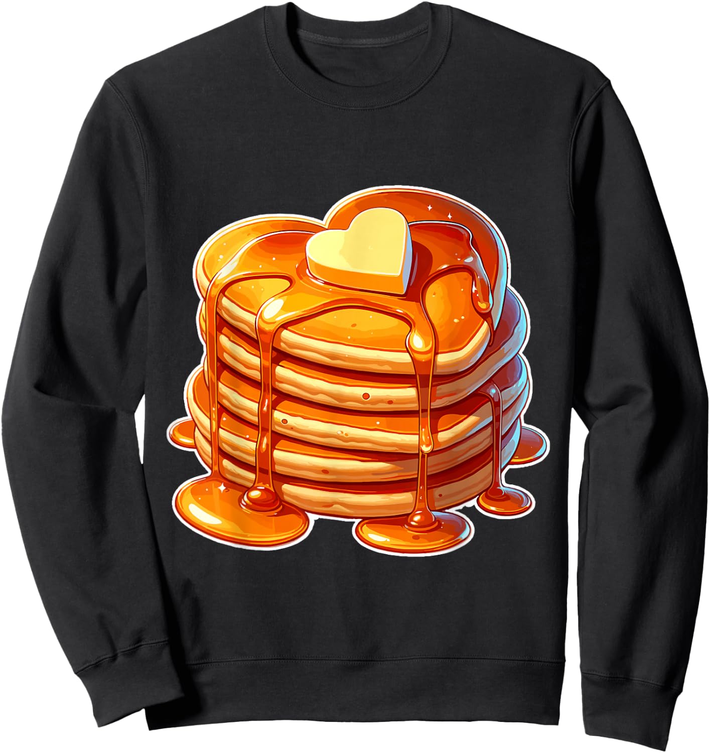 Pancakes and Syrup Valentine's Day Heart Pancake lovers Sweatshirt - Sweatshirt | Black