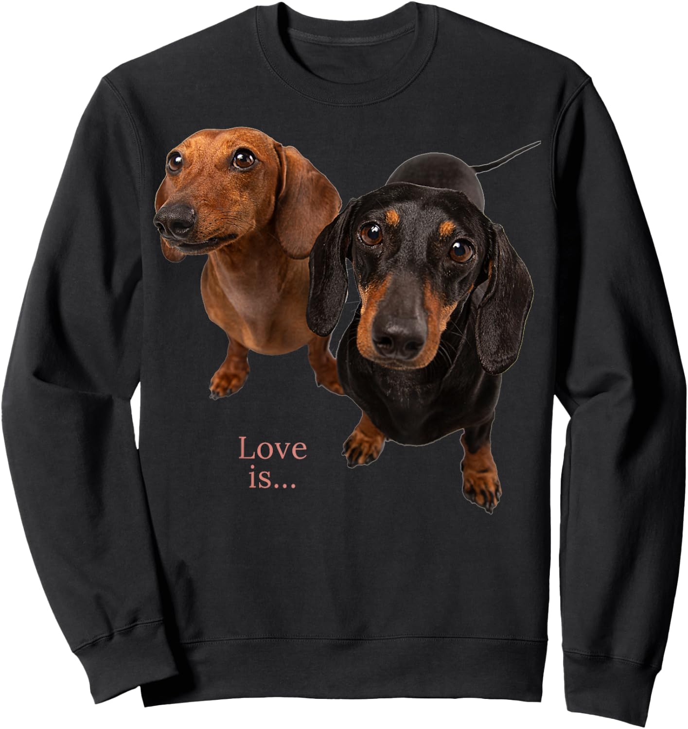 Dachshund Shirt Doxie Mom Dad Love Wiener Dog Puppy Cute Sweatshirt - Sweatshirt | Black