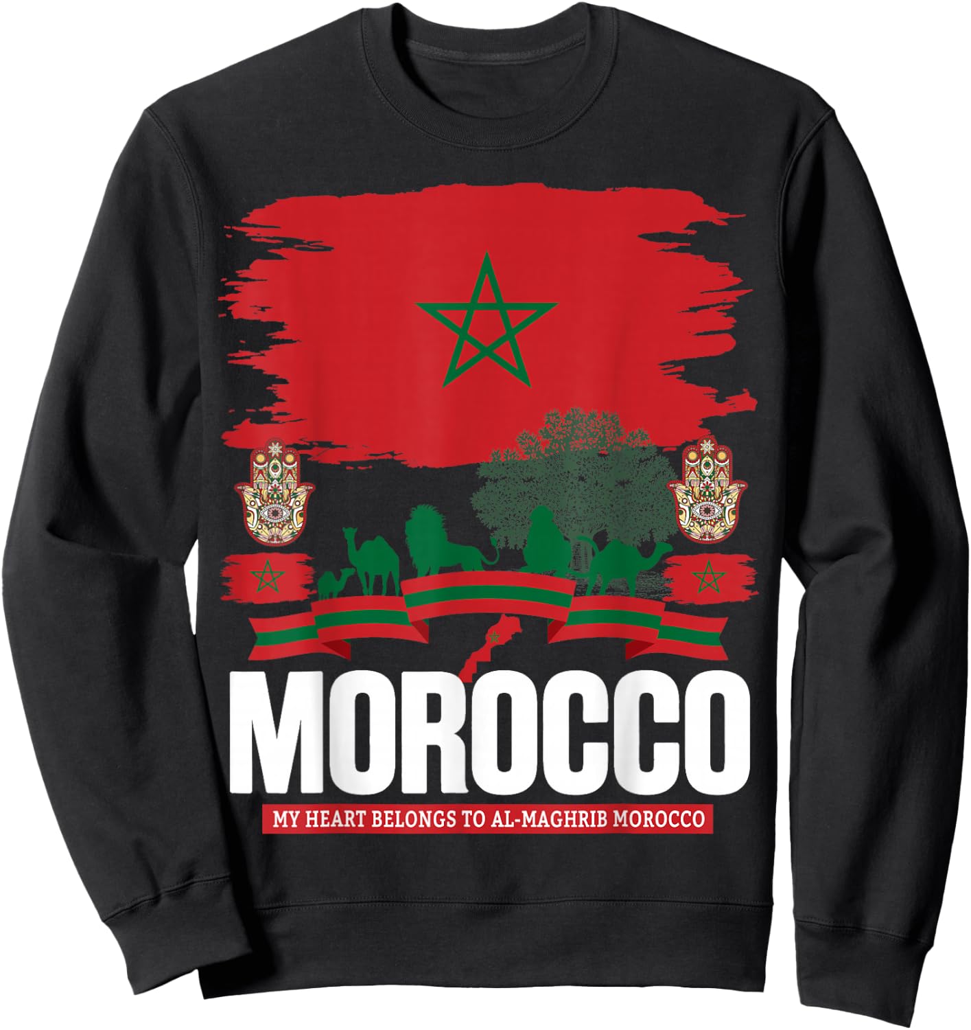 Morocco Flag Outfit Idea Moroccan Themed Maroc Sweatshirt - Sweatshirt | Black