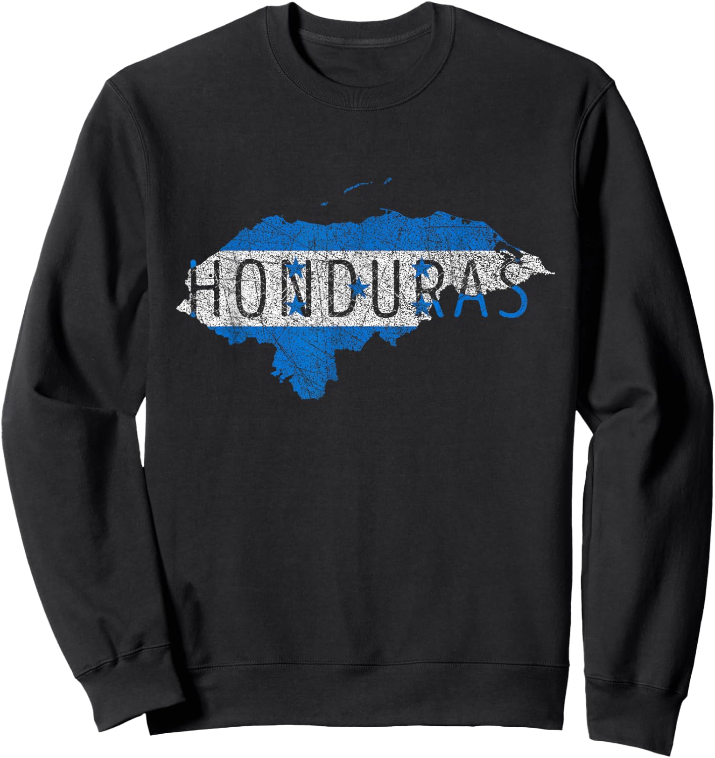 Honduran Map and Flag Souvenir - Distressed Honduras Sweatshirt - Sweatshirt | Black