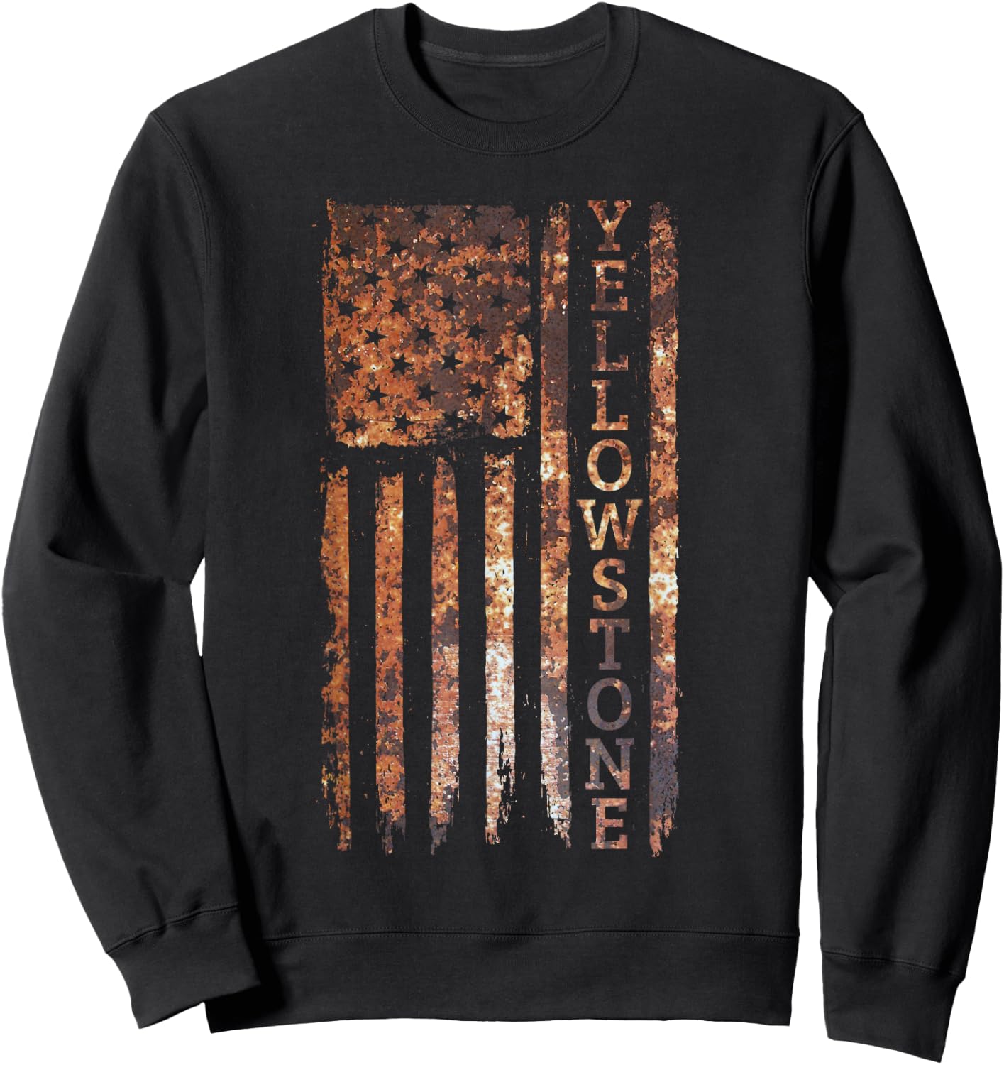 Camping & Glamping Apparel Yellowstone Patriotic , -Adults & -Kids, Black, Small, Short Sleeve Sweatshirt - Sweatshirt | Black