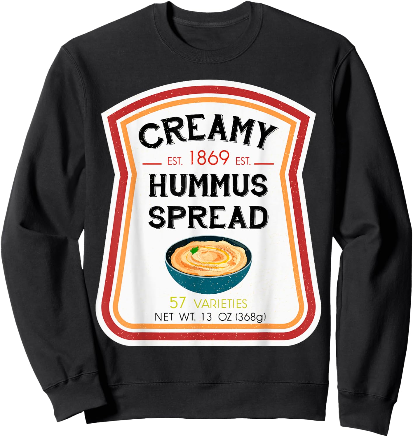 Hummus Spread Bottle Label Halloween 2021 Couples Costume Sweatshirt - Sweatshirt | Black