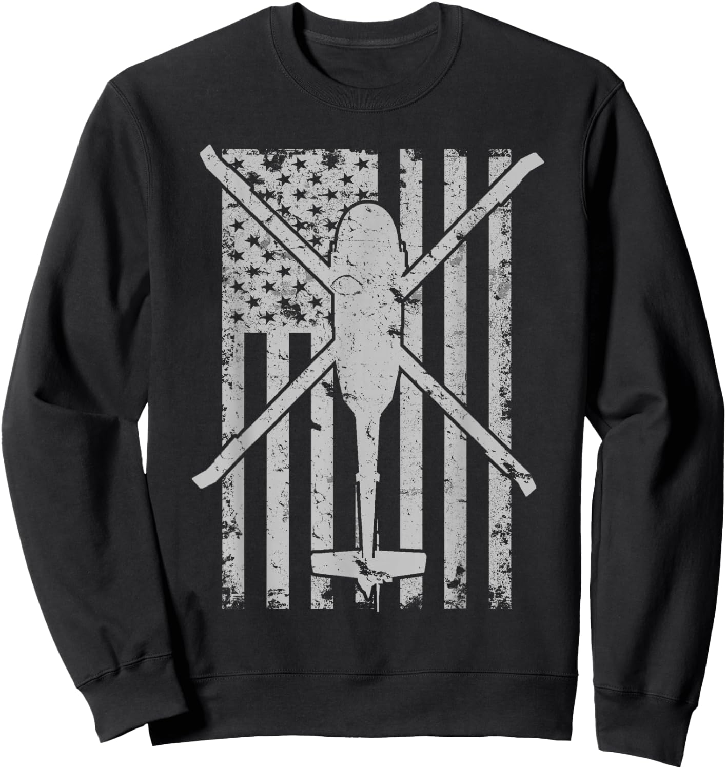 UH-60 Black Hawk Military Helicopter Patriotic Flag Sweatshirt - Sweatshirt | Black