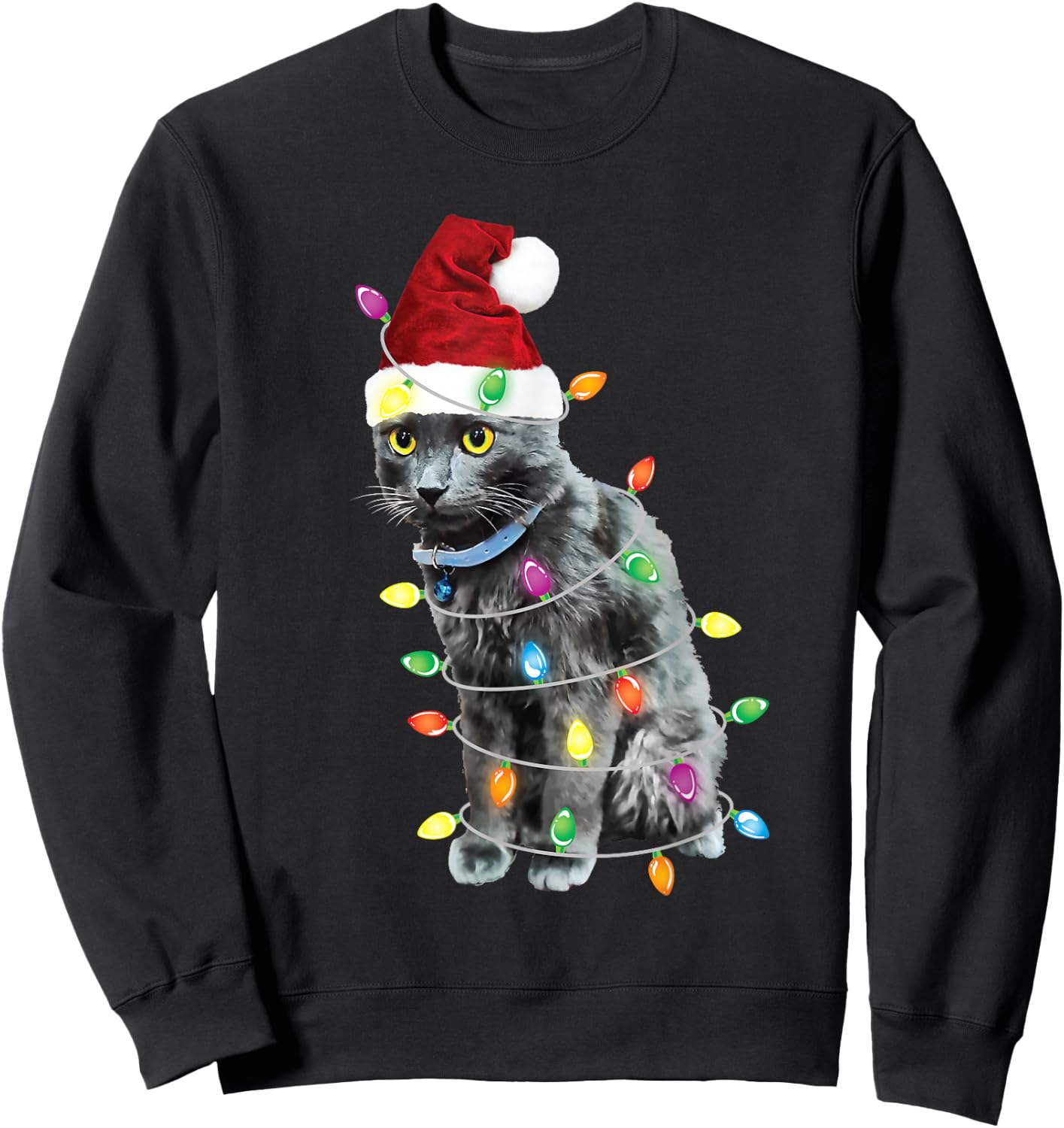 Black Cat Christmas Shirt Funny Christmas Tree Sweatshirt - Sweatshirt | Black