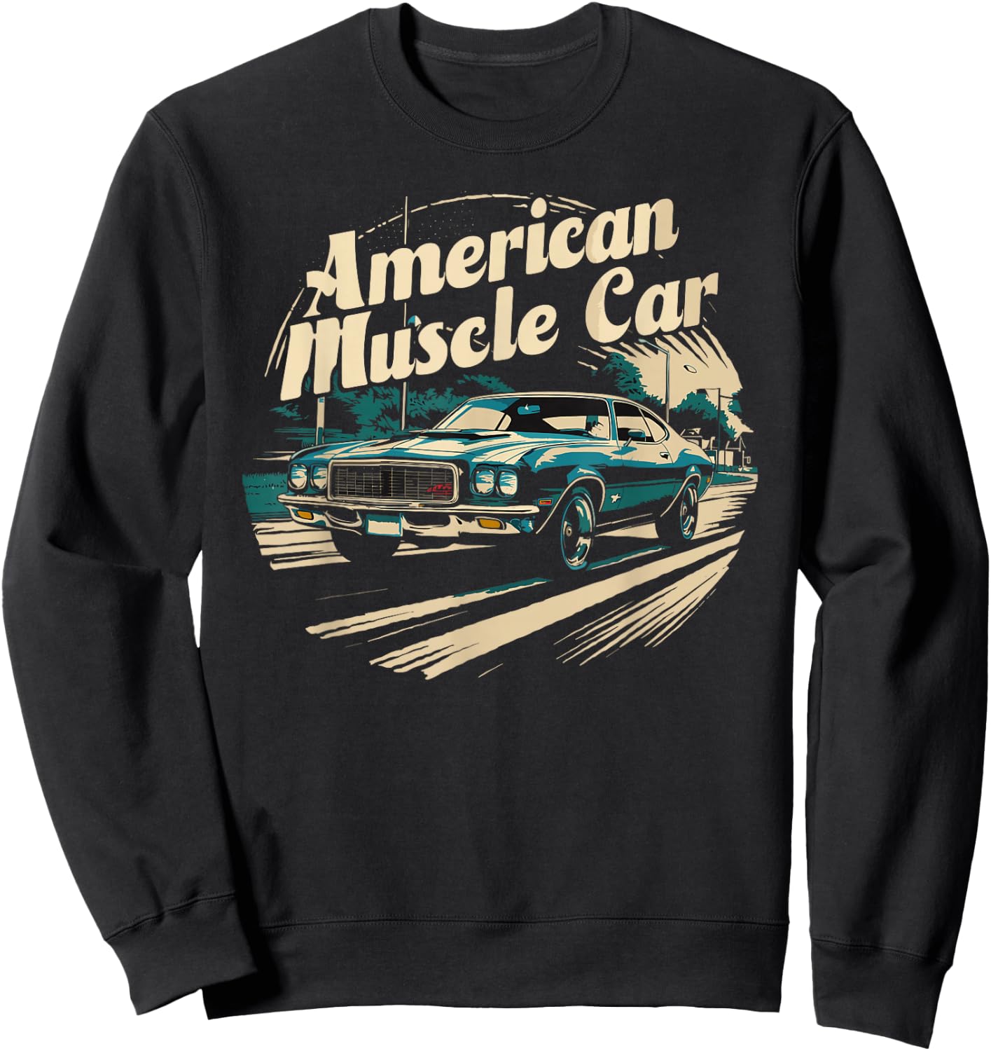 Muscle Car American Vintage Classic Funny Car Graphic Sweatshirt - Sweatshirt | Black