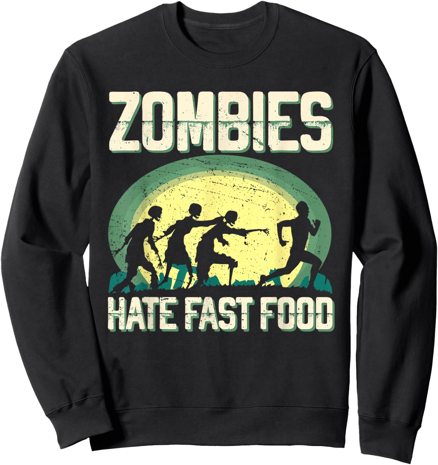 Zombie Hate Fast Food Runner Marathon Apparel Sweatshirt - Sweatshirt | Black