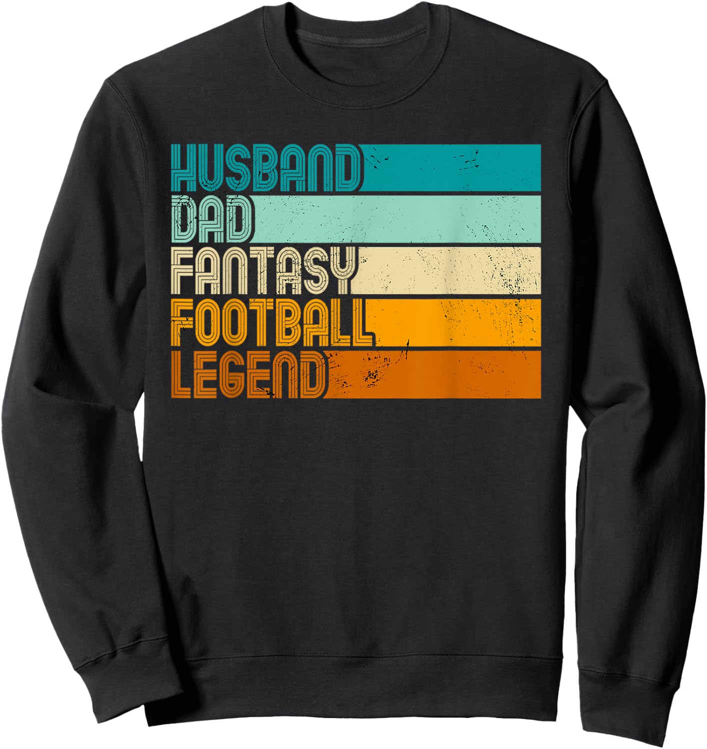 Retro Husband Dad Fantasy Football Legend | Fantasy Football Sweatshirt - Sweatshirt | Black