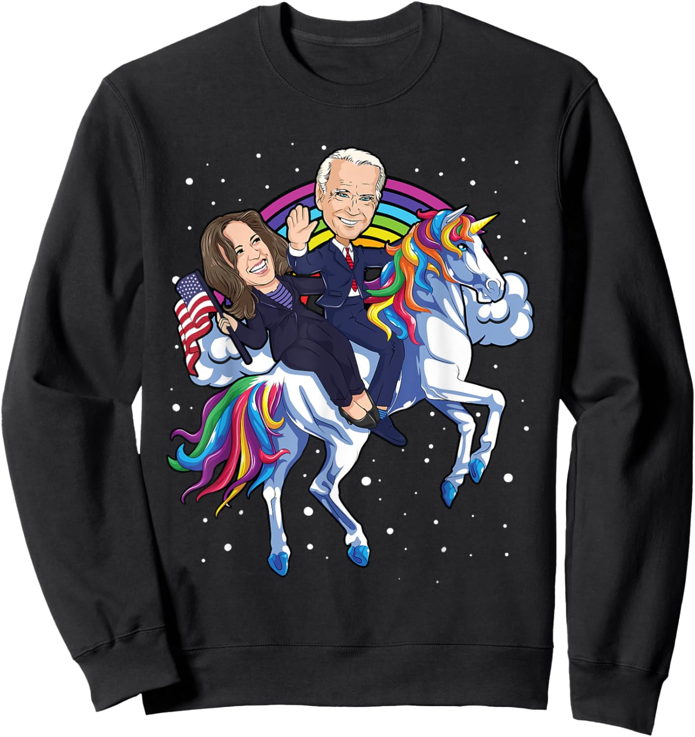 Kamala Harris Unicorn Joe Biden 2021 Riding President USA Sweatshirt - Sweatshirt | Black
