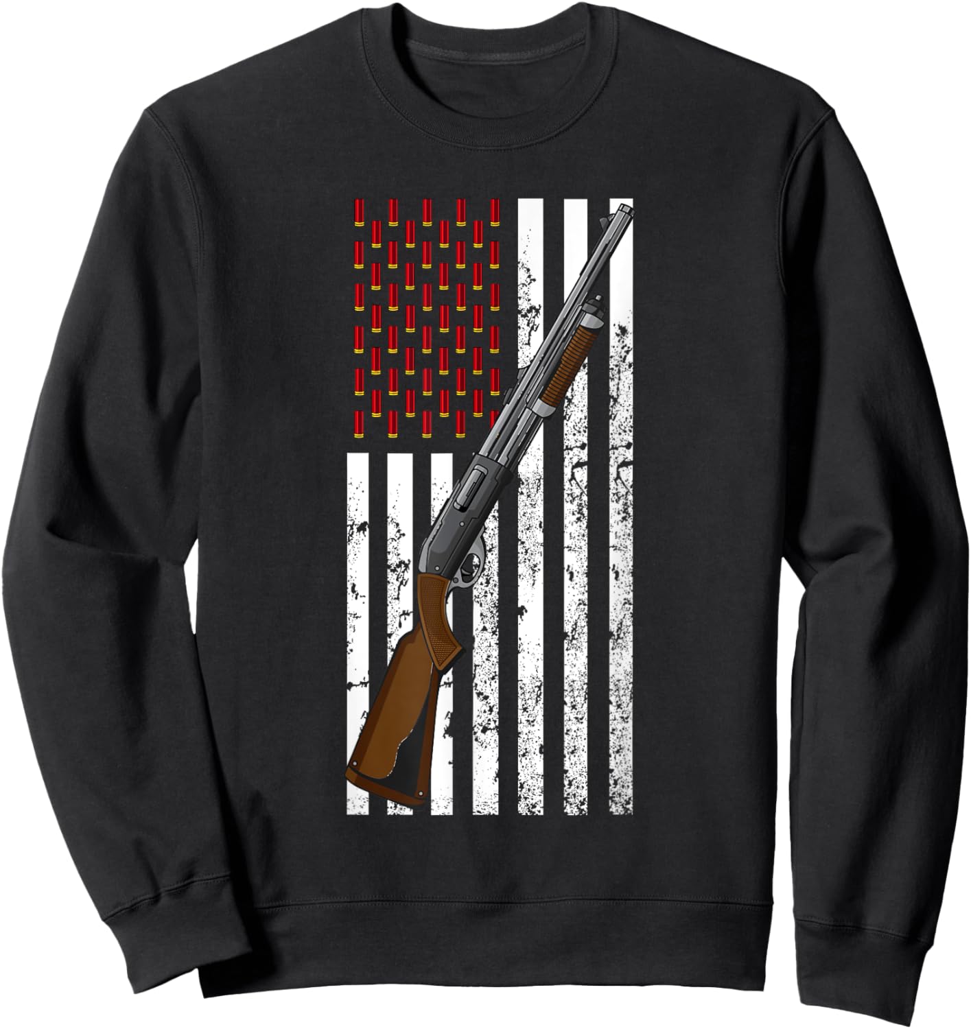 Clay Target Shooting USA Shotgun Flag - Shotgun & Cartridge Sweatshirt - Sweatshirt | Black