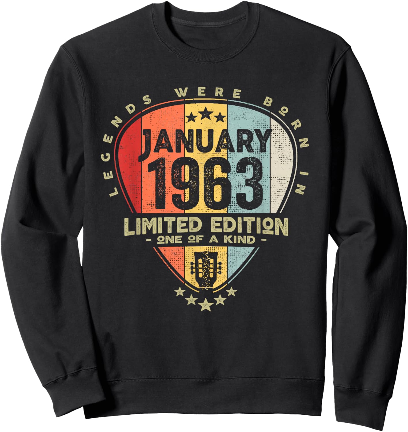 Guitar Pick - Legends Were Born In January 1963 Guitar Sweatshirt - Sweatshirt | Black