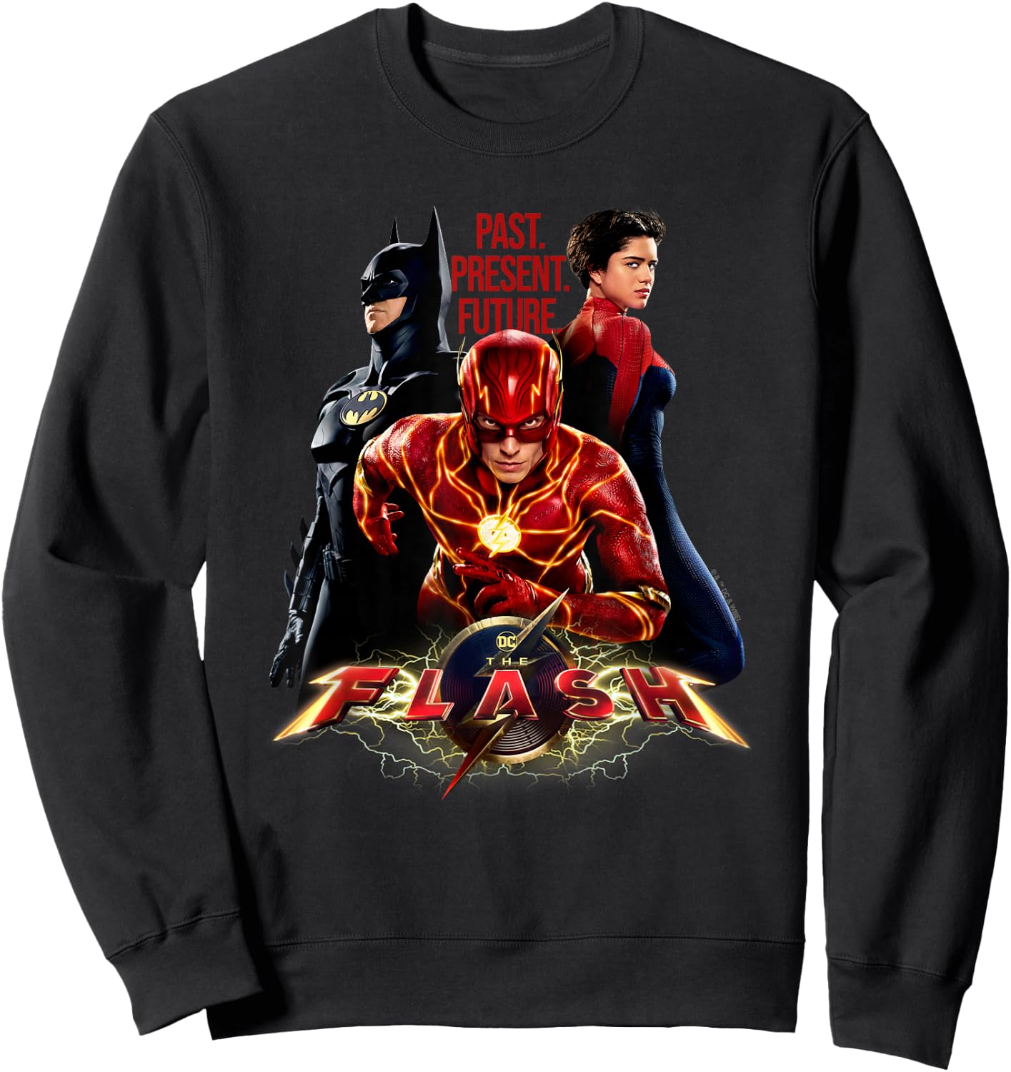 The Flash Movie Batman Supergirl Team Sweatshirt - Sweatshirt | Black