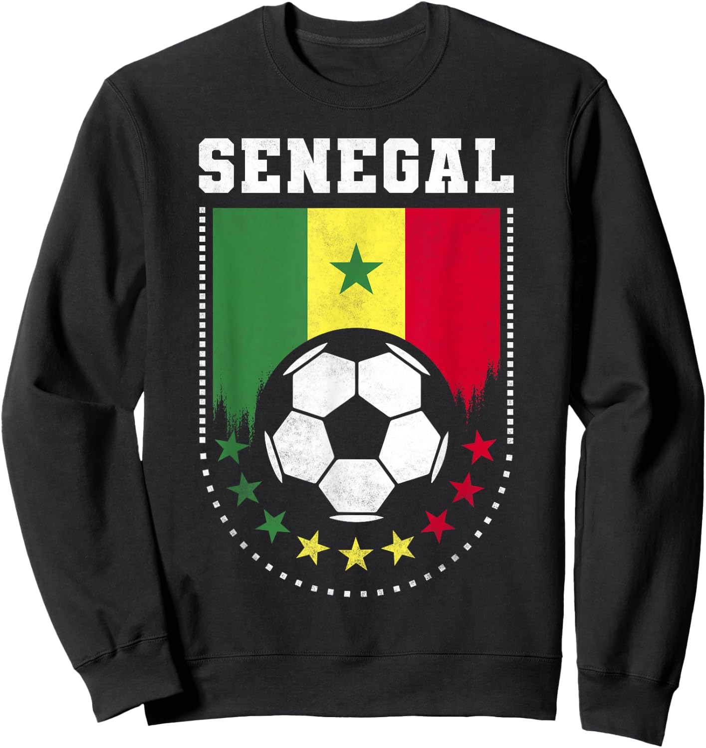 Senegal Flag Soccer Fan Sweatshirt - Sweatshirt | Black