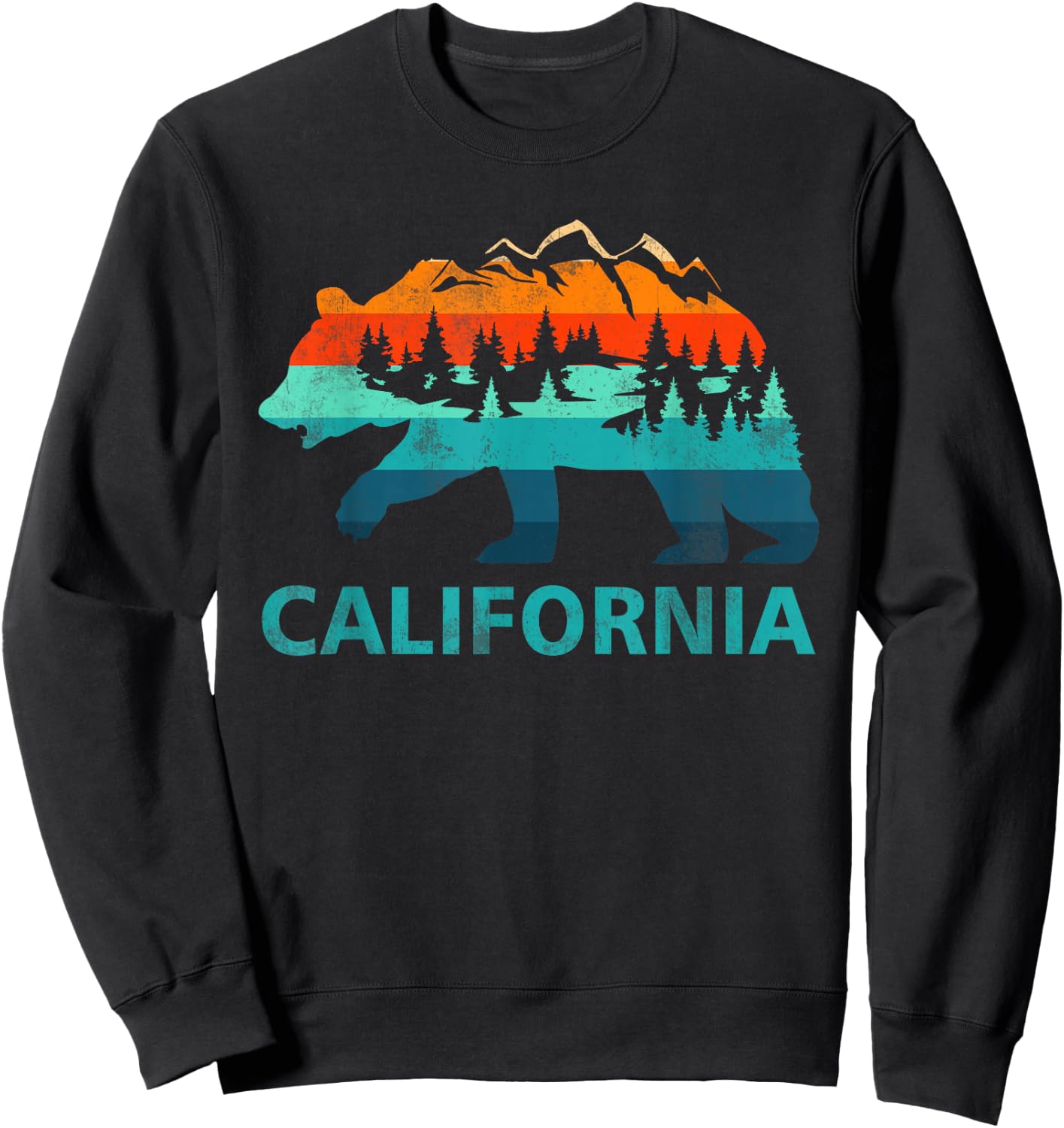 California Bear Vintage Retro Nature Hiking Souvenir Sweatshirt - Sweatshirt | Black