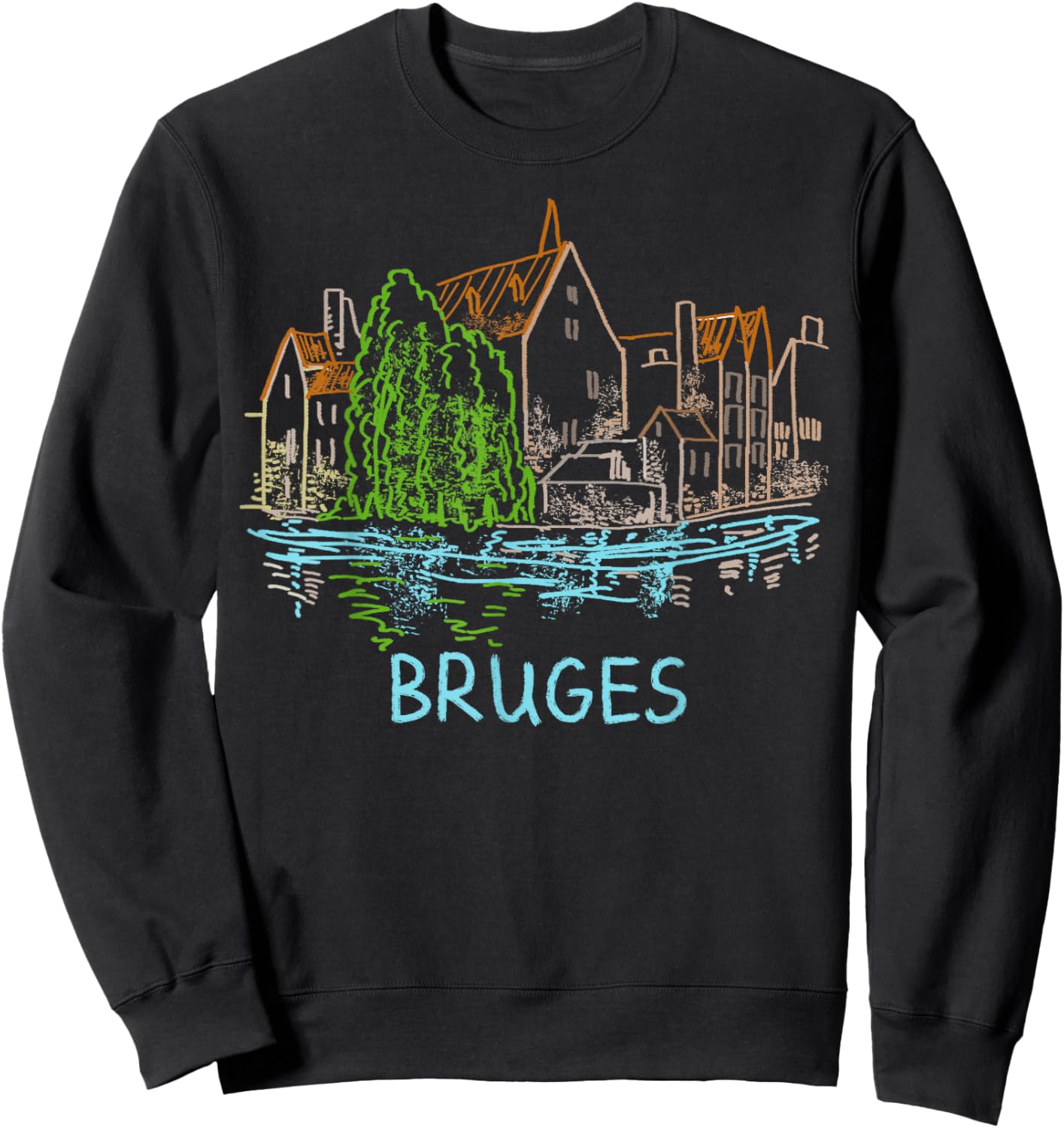 Bruges Belgium Art Gift Men Women Sweatshirt - Sweatshirt | Black