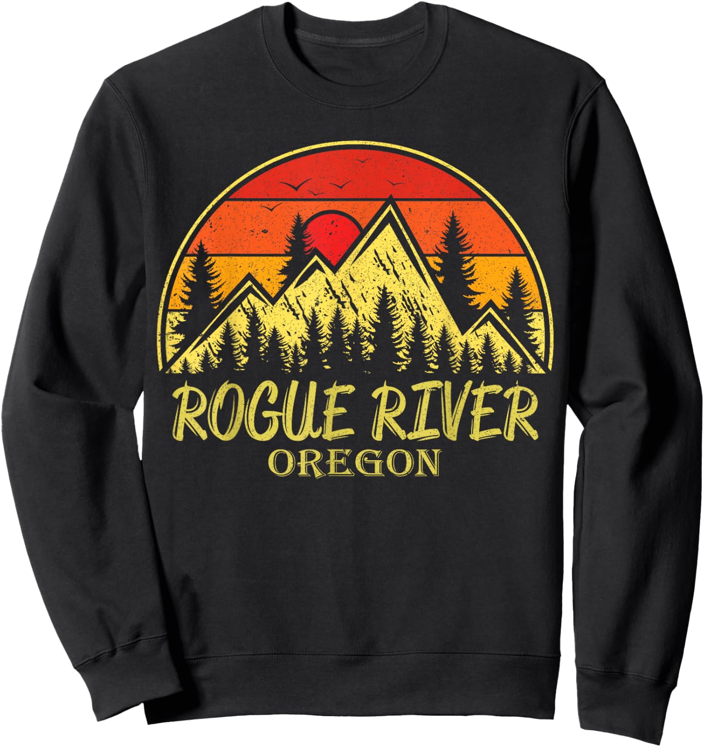 Vintage Rogue River Oregon OR Mountains Hike Hiking Souvenir Sweatshirt - Sweatshirt | Black