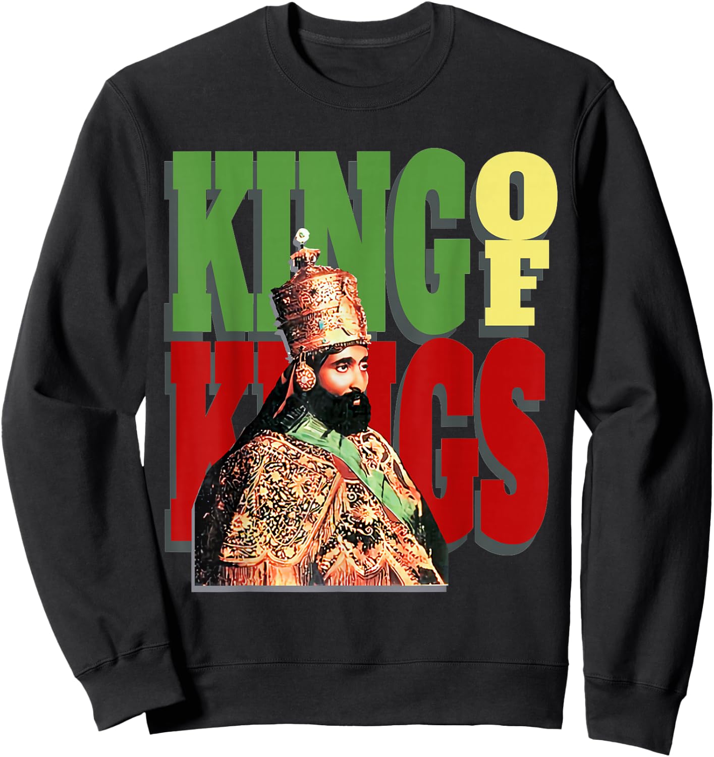 Haile Selassie King Rastafarian Sweatshirt - Sweatshirt | Black
