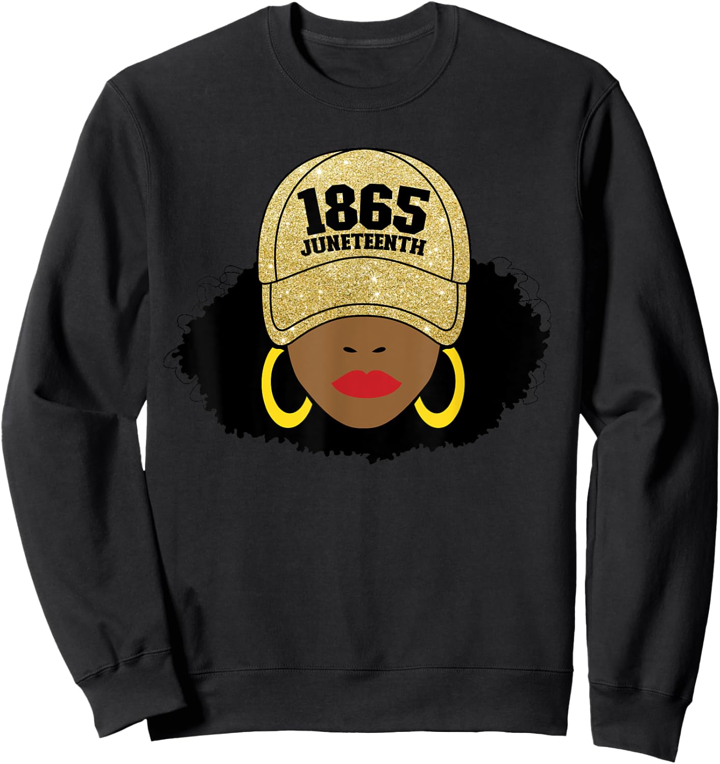 Juneteenth 1865 Black Freedom Afro Gold Women's Juneteenth Sweatshirt - Sweatshirt | Black