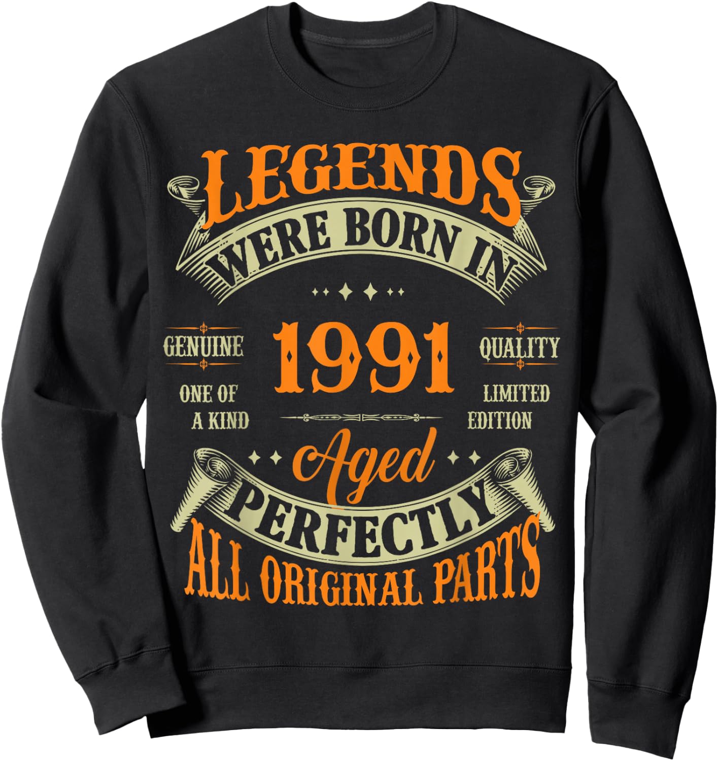 35th Birthday Vintage Legends Born in 1991 35 Years Old Sweatshirt - Sweatshirt | Black
