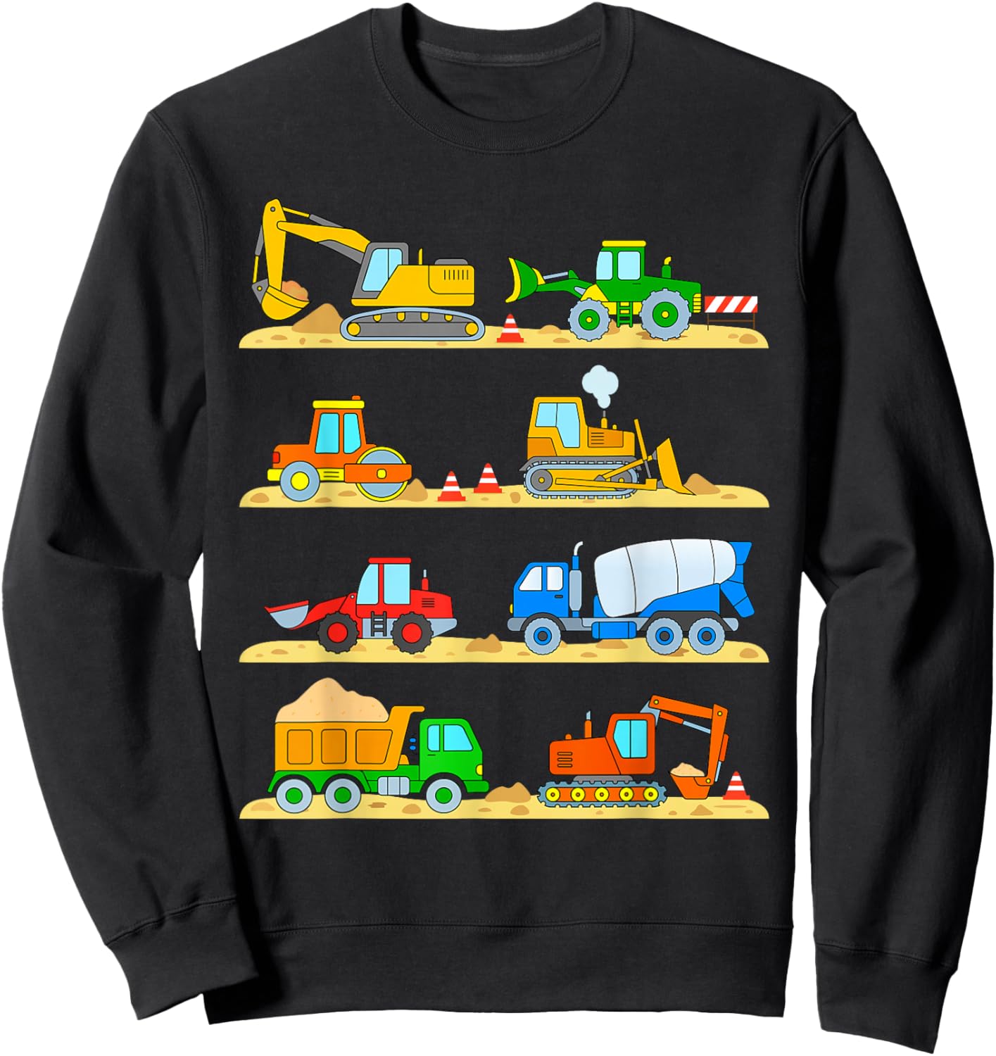Vehicles, construction site, excavator, truck, bulldozer, cement mixer Sweatshirt - Sweatshirt | Black