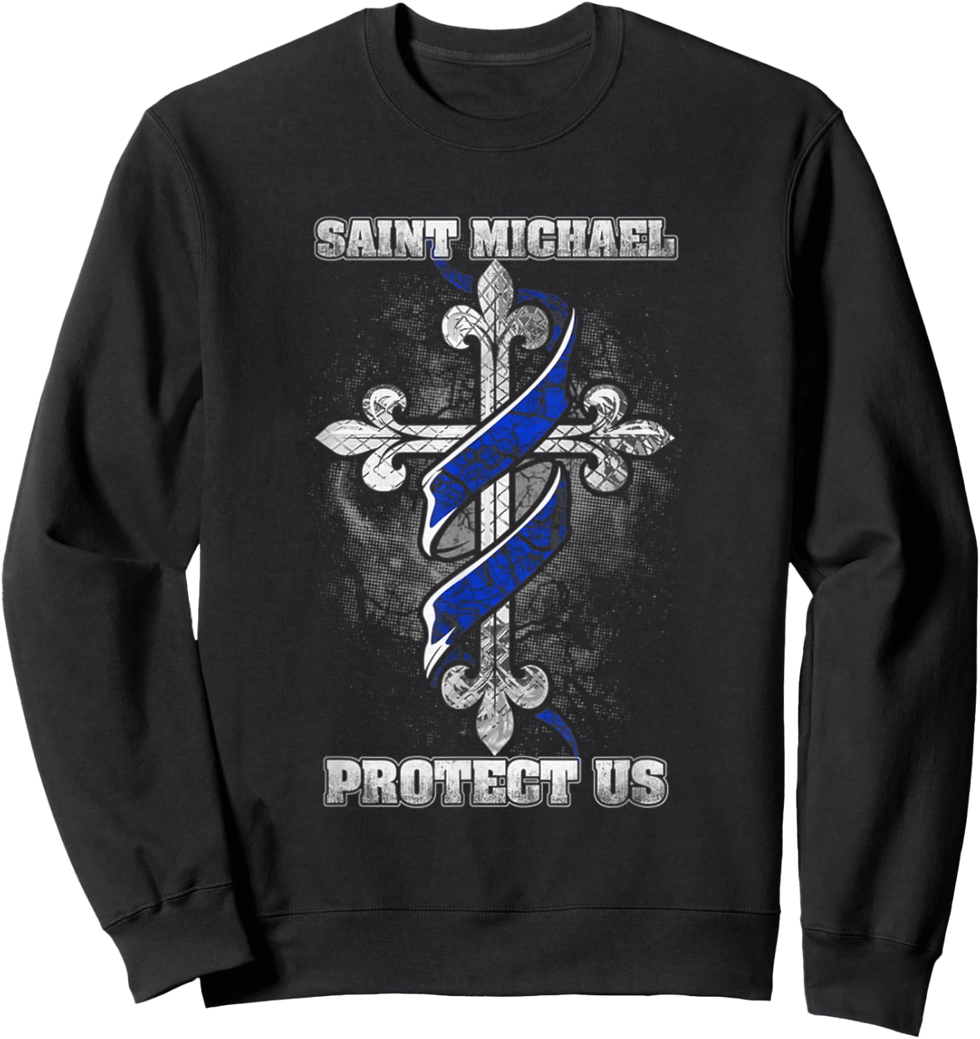 Thin Blue Line St. Michael Protect Us Sweatshirt - Sweatshirt | Black