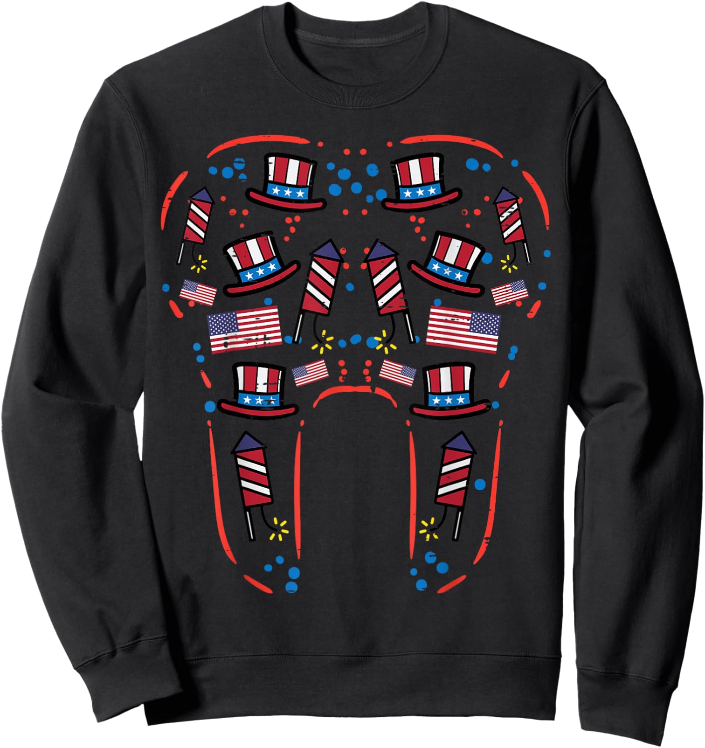 4th Of July Dentist Tooth US Flag Dental Patriotic Women Men Sweatshirt - Sweatshirt | Black