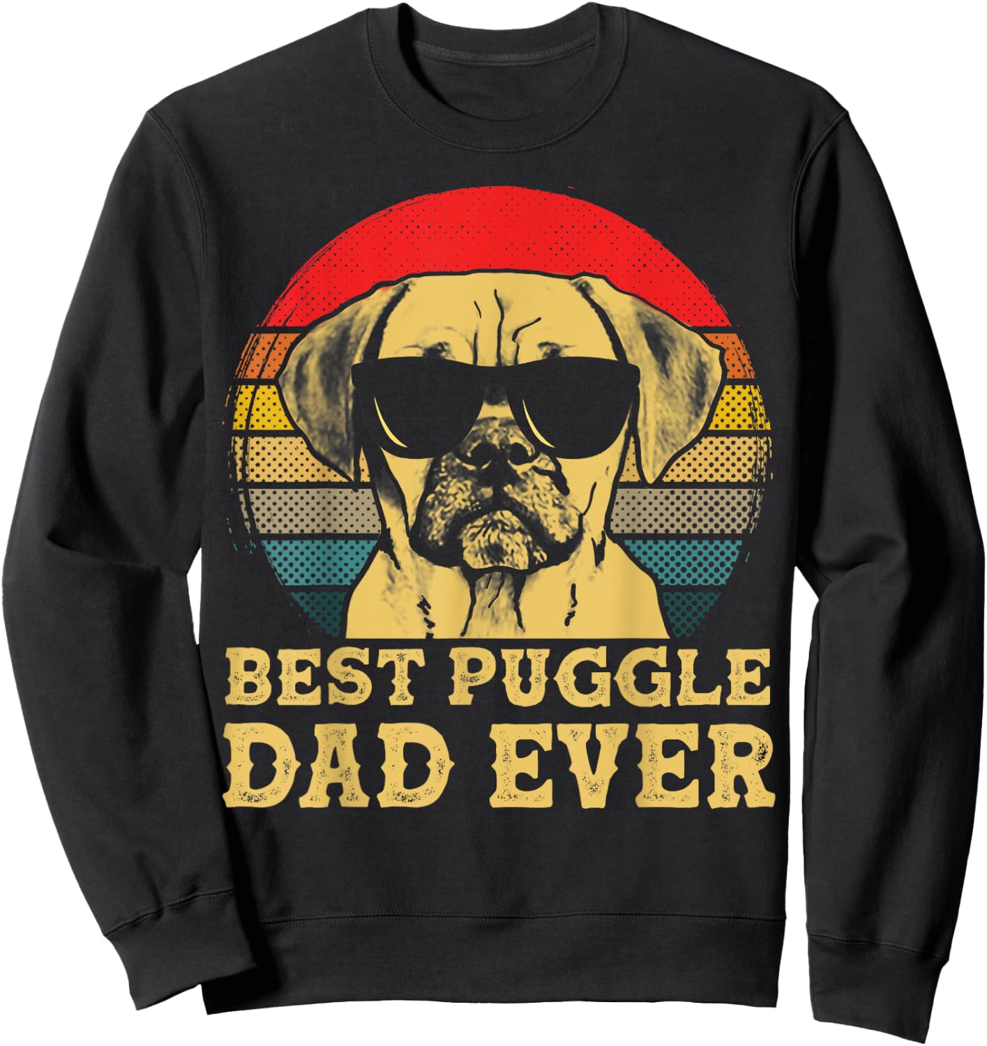 Best Puggle Dad Ever Dog Lovers Retro Vintage Women Kids Sweatshirt - Sweatshirt | Black
