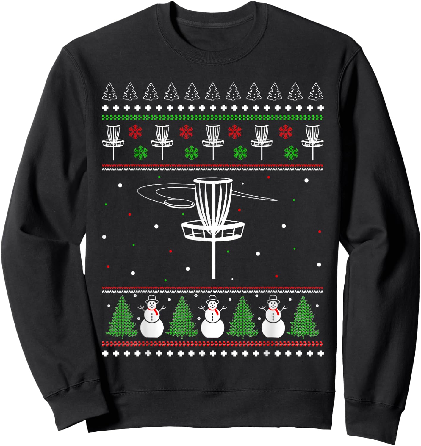 Disc Golf Ugly Christmas Sweater Pajama Gifts Women Sweatshirt - Sweatshirt | Black