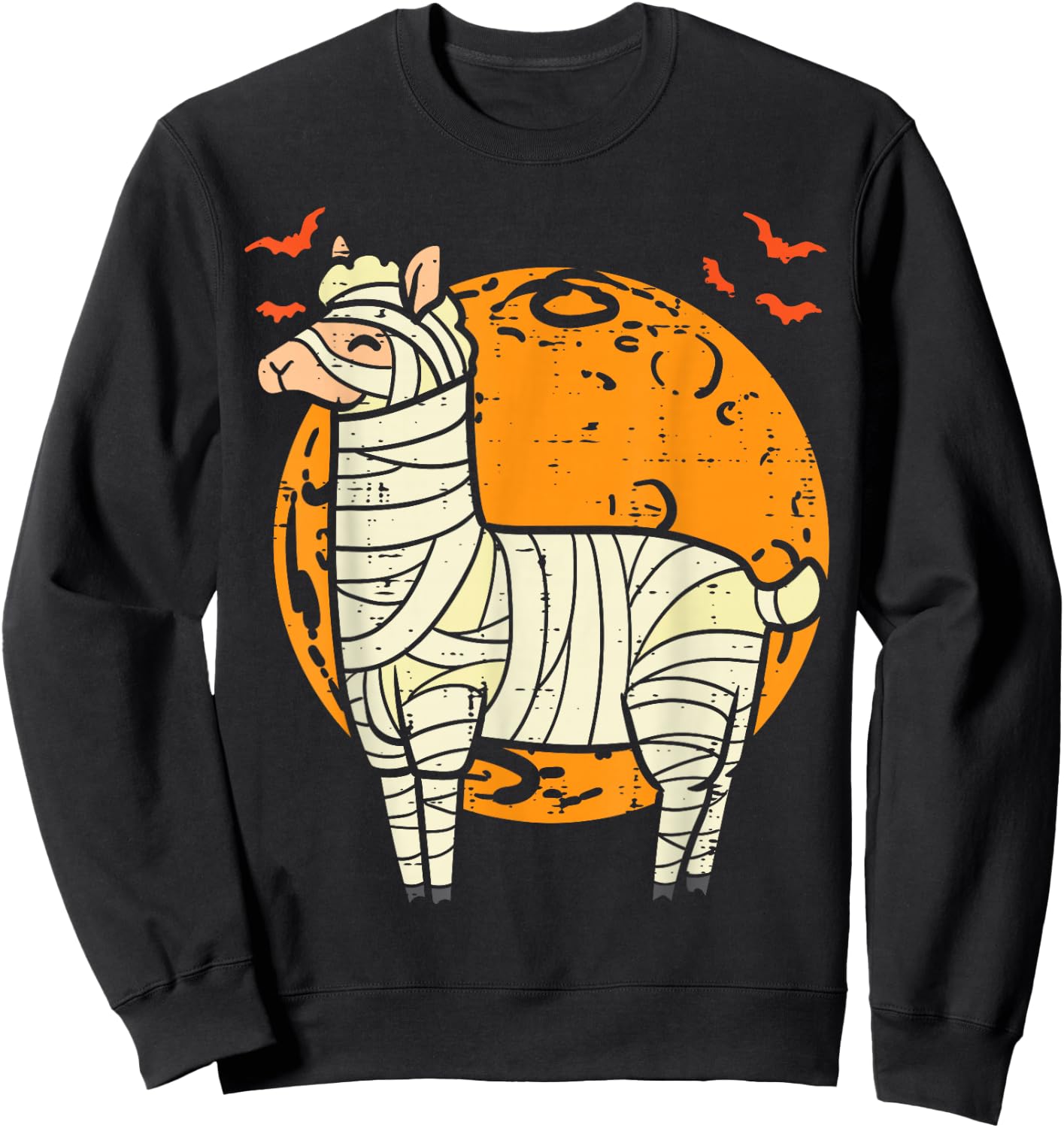 Mummy Llama Moon Cute Halloween Alpaca Animal Men Women Kids Sweatshirt - Sweatshirt | Black