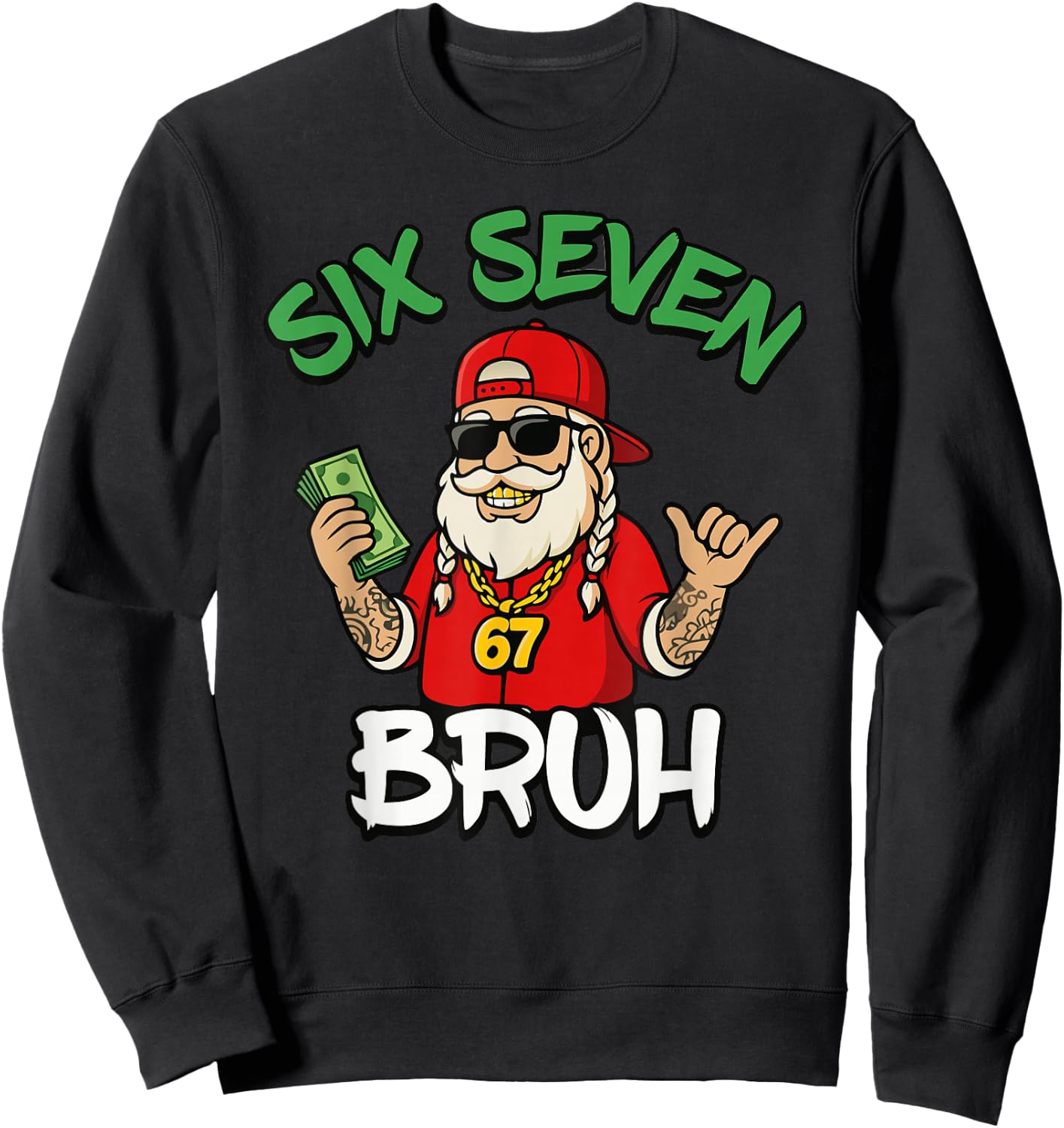 Six Seven 67 Christmas 6 7 Bruh Boys Kids 6-7 Meme Youth Sweatshirt - Sweatshirt | Black